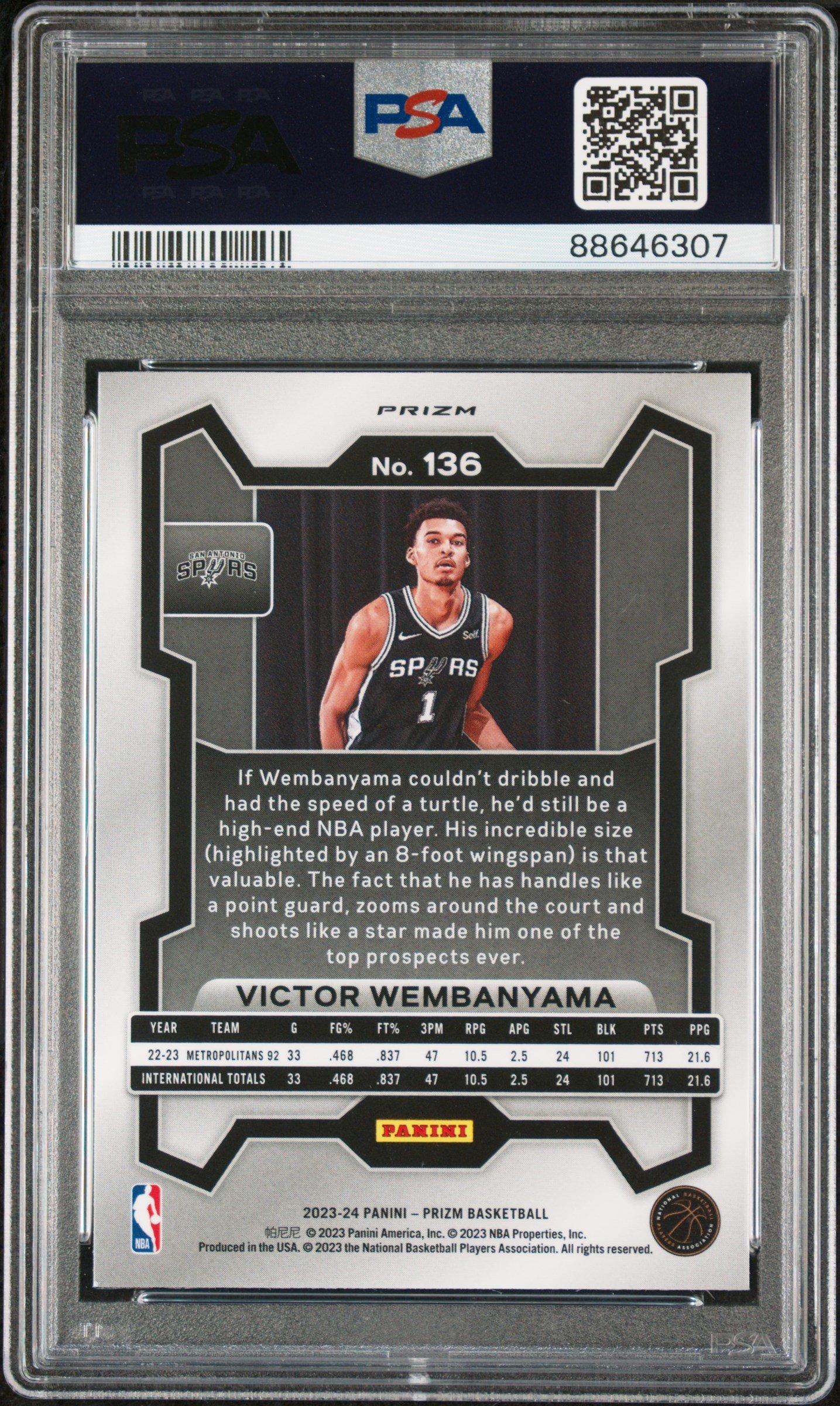2023 Panini Prizm 136 Victor Wembanyama Ruby Wave PSA 9