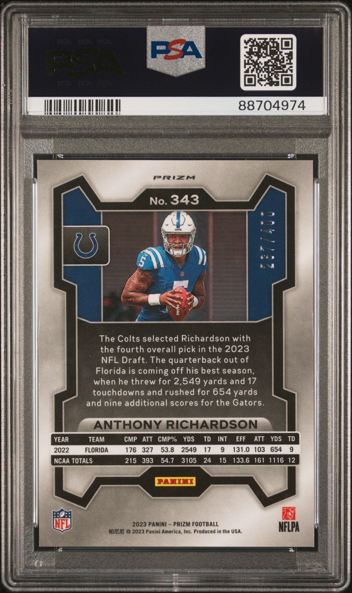 2023 Panini Prizm 343 Anthony Richardson Pandora PSA 10