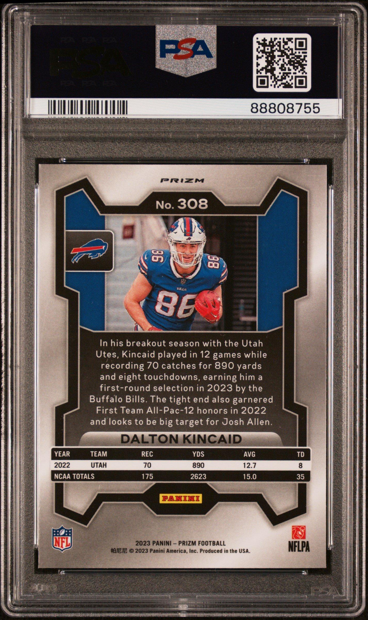 2023 Panini Prizm 308 Dalton Kincaid Disco Prizm PSA 10