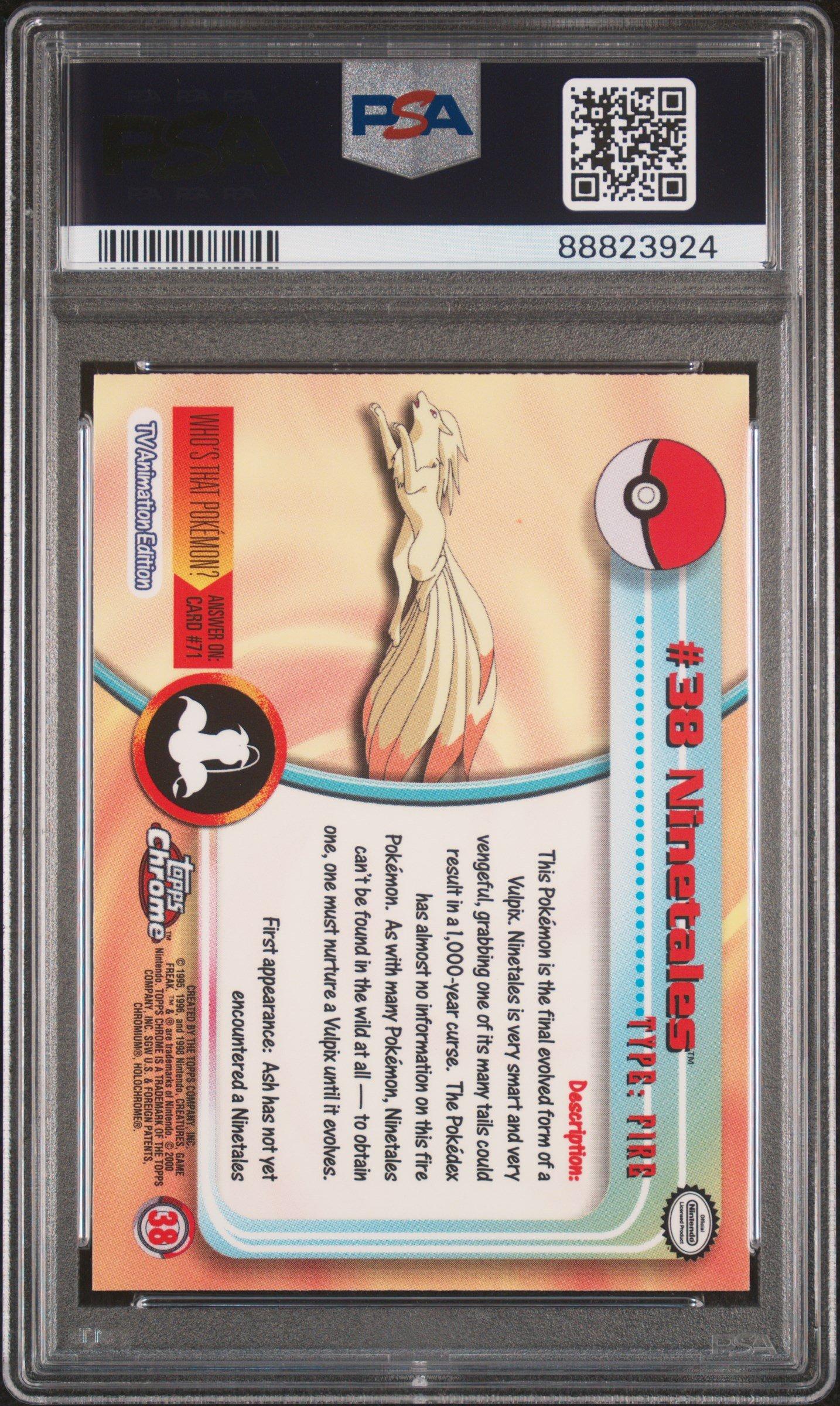 2000 Topps Chrome Pokemon T.v. 38 Ninetales PSA 9