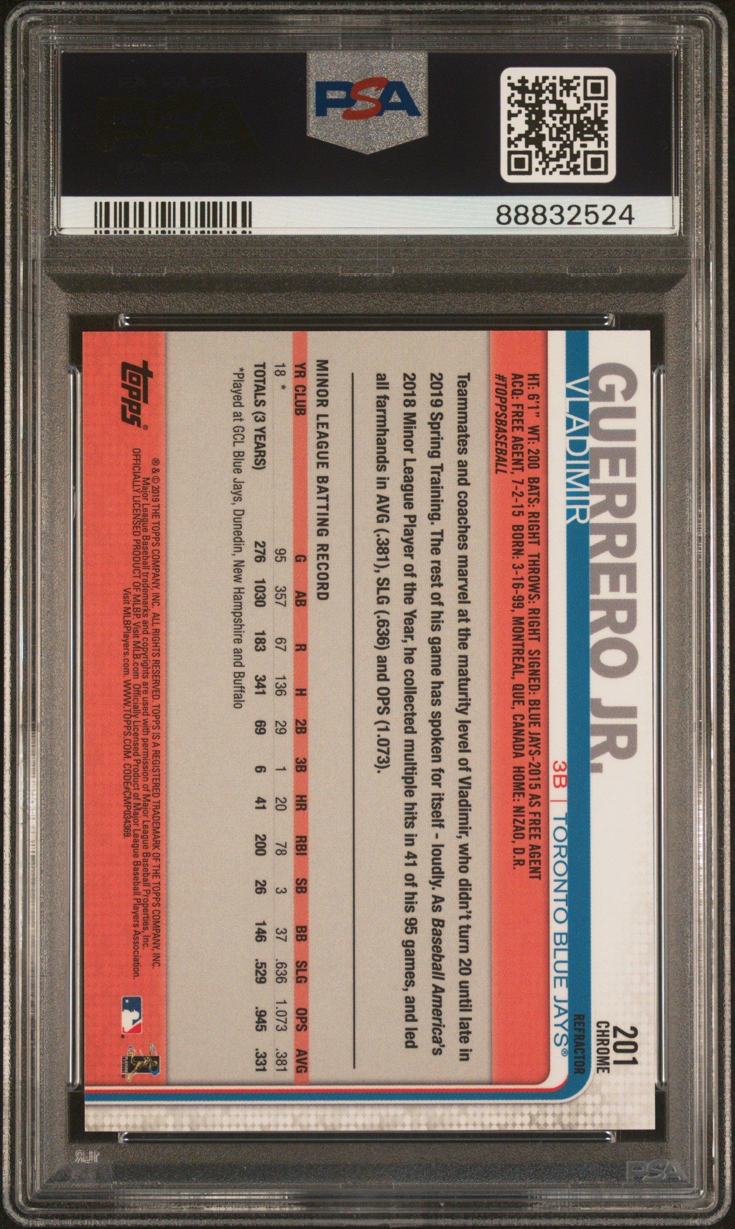 2019 Topps Chrome 201 Vladimir Guerrero Jr. Refractor PSA 9