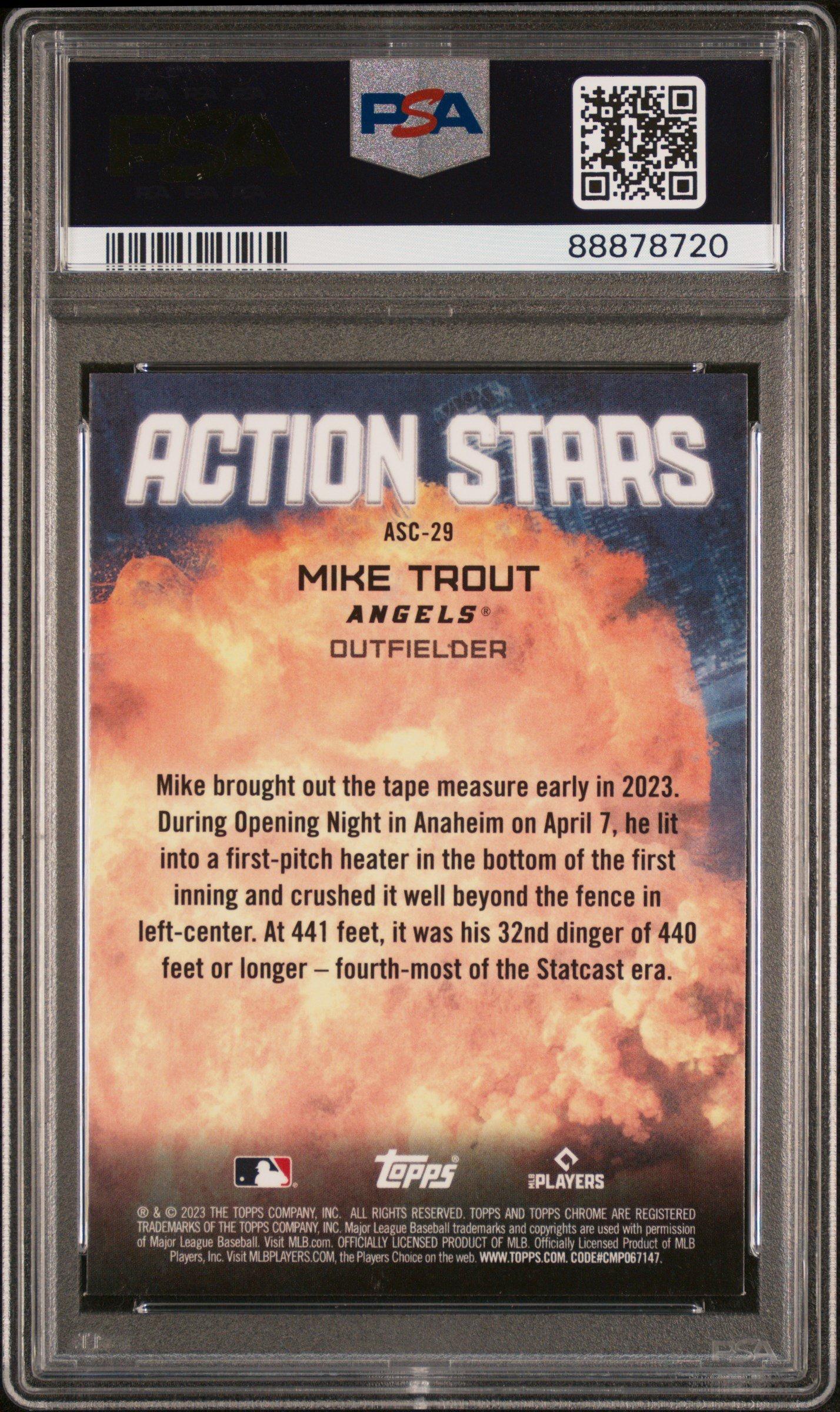 2023 Topps Chrome Update Action Stars Asc29 Mike Trout PSA 9