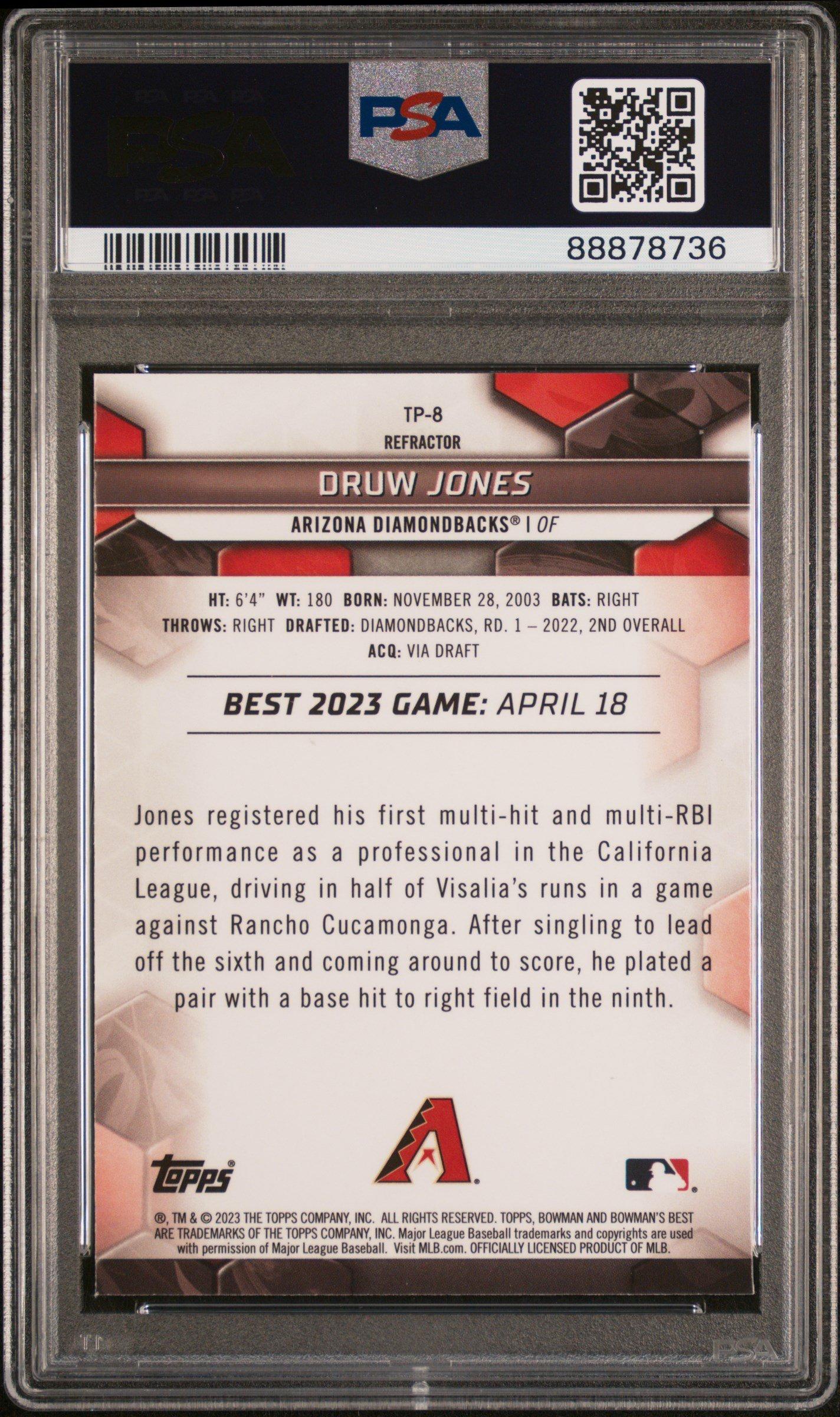 2023 Bowman's Best Top Prospects Tp8 Druw Jones PSA 9