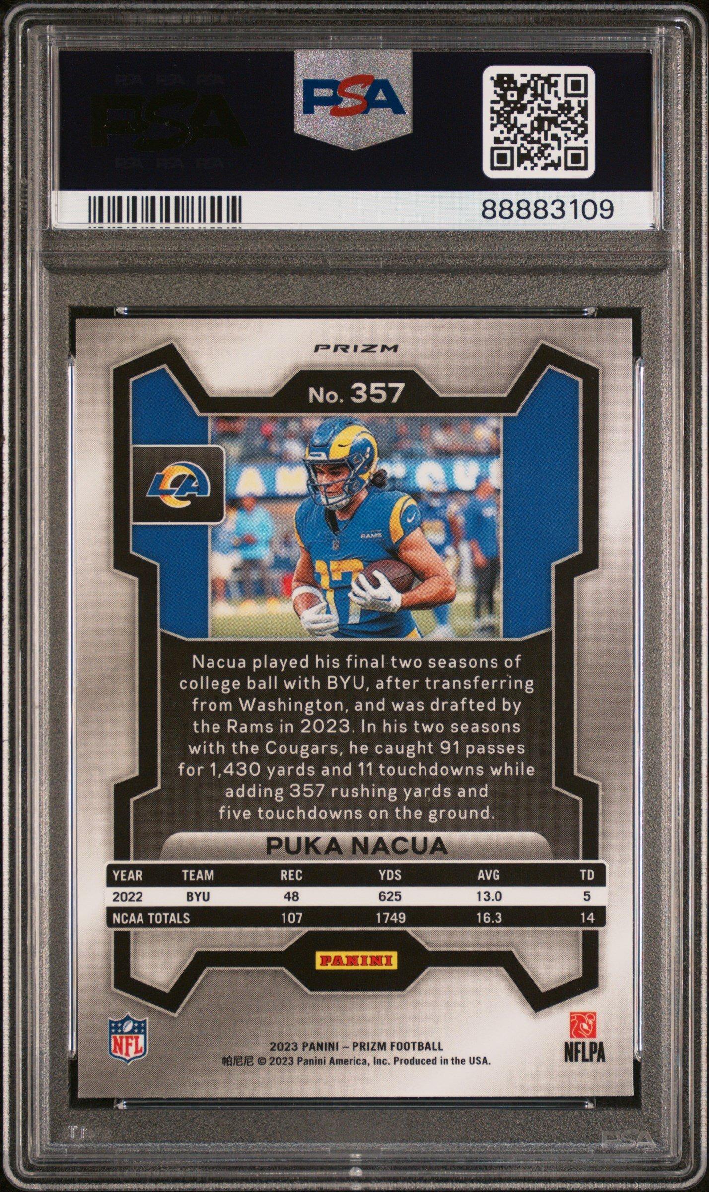 2023 Panini Prizm 357 Puka Nacua Silver Prizm PSA