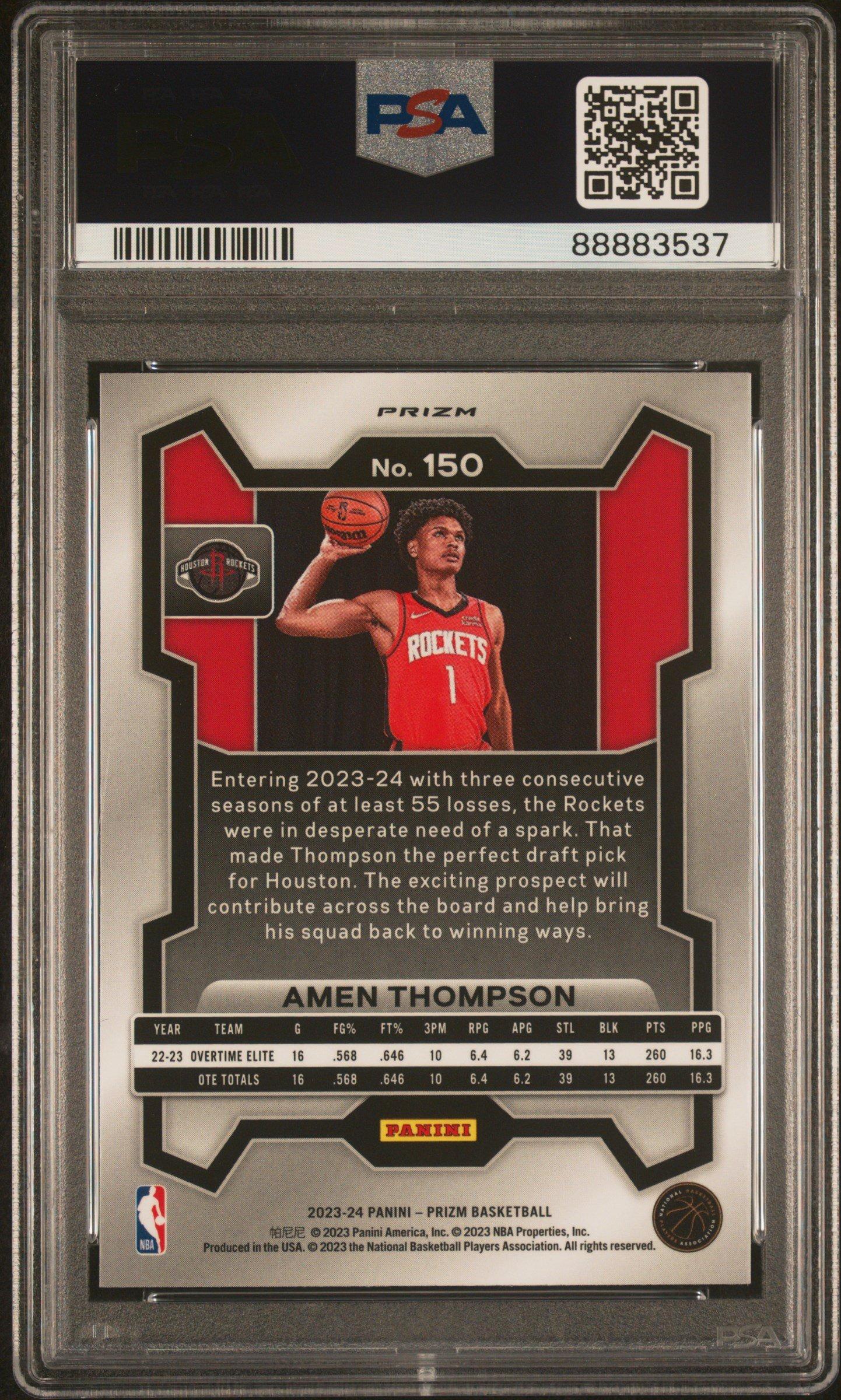 2023 Panini Prizm 150 Amen Thompson Ruby Wave PSA 10