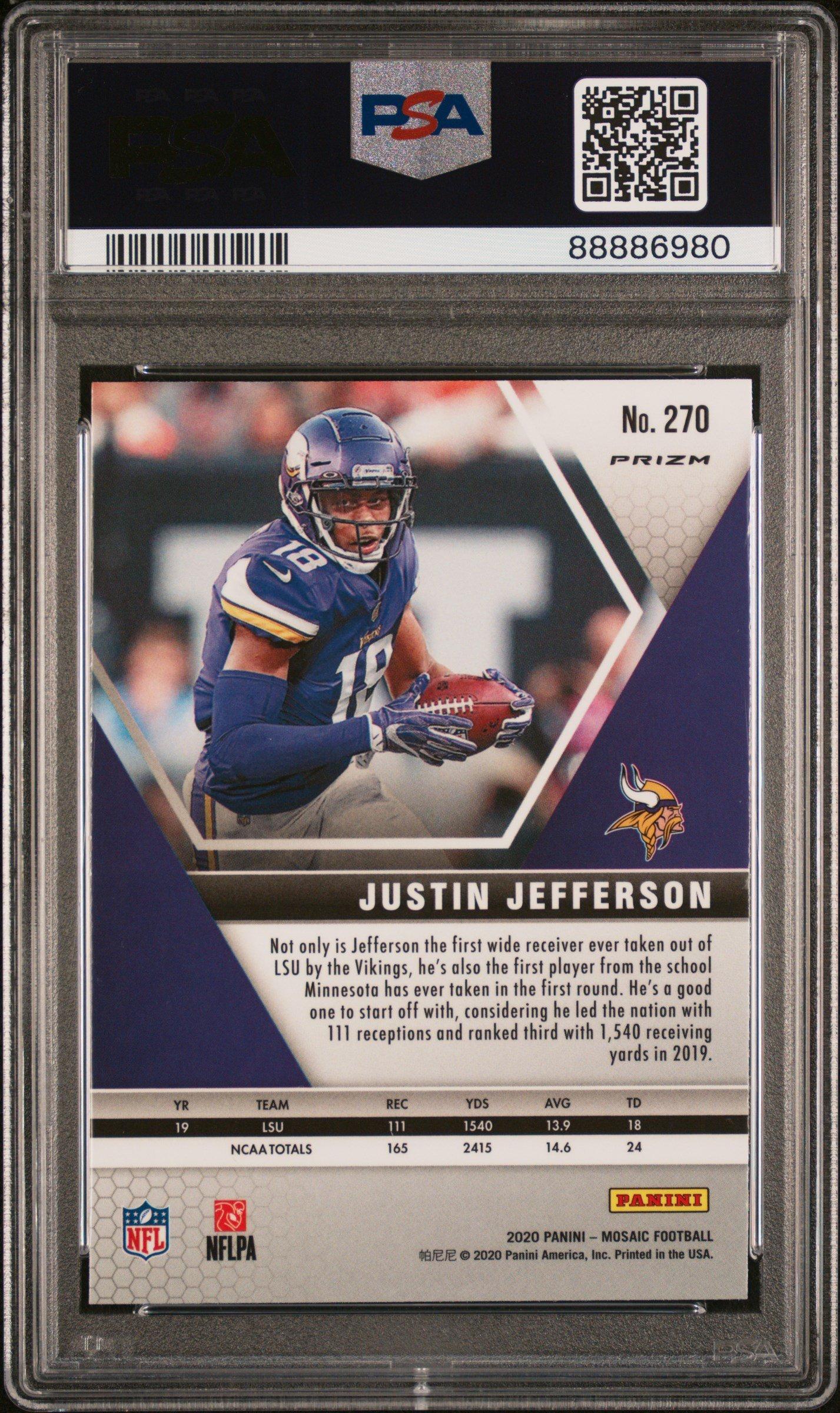 2020 Panini Mosaic 270 Justin Jefferson Camo Pink PSA 10