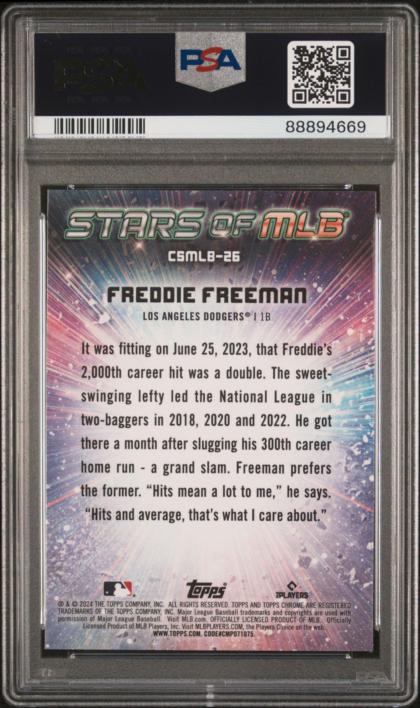 2024 Topps Stars Of Mlb Chrome Csmlb26 Freddie Freeman PSA 10