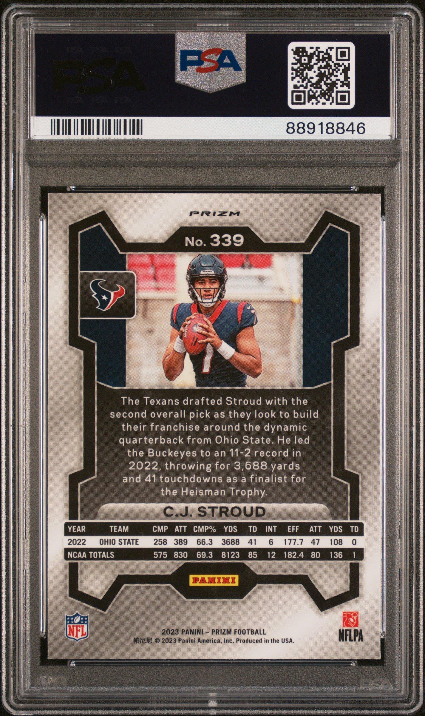 2023 Panini Prizm 339 Cj Stroud Neon Green Pulsar PSA 10 Graded