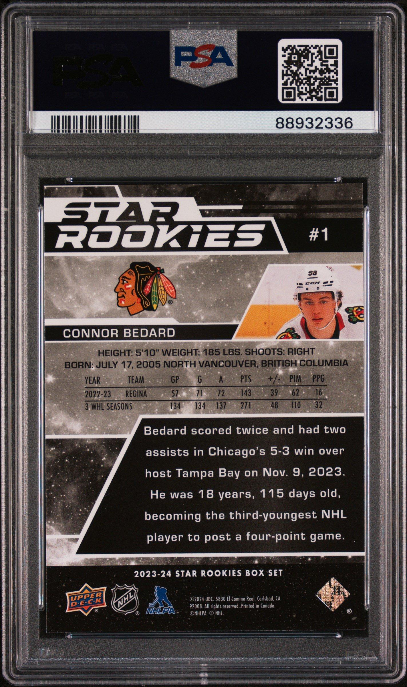 2023 Upper Deck Nhl Star Rookies Box Set 1 Connor Bedard PSA