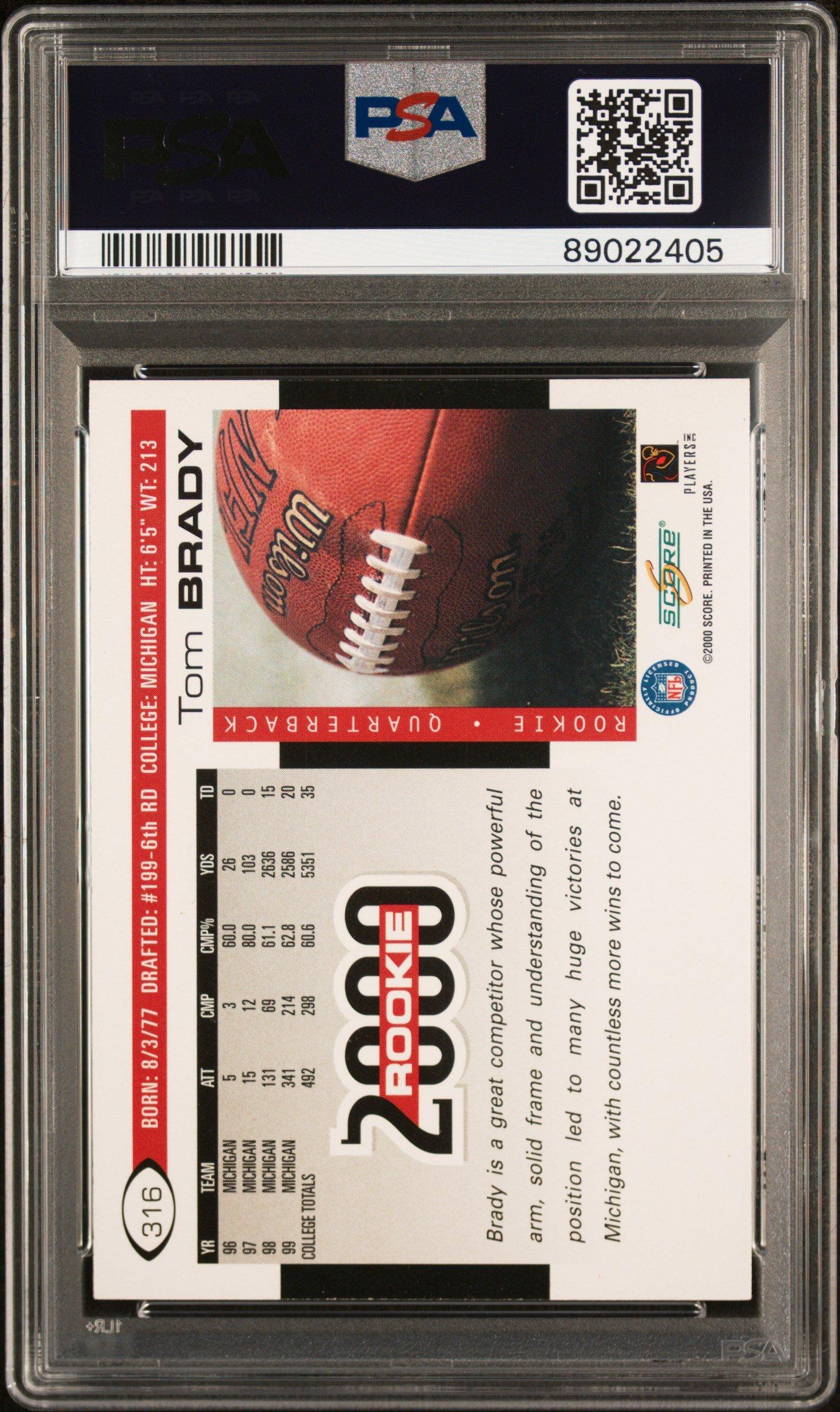 2000 Score 316 Tom Brady PSA 8