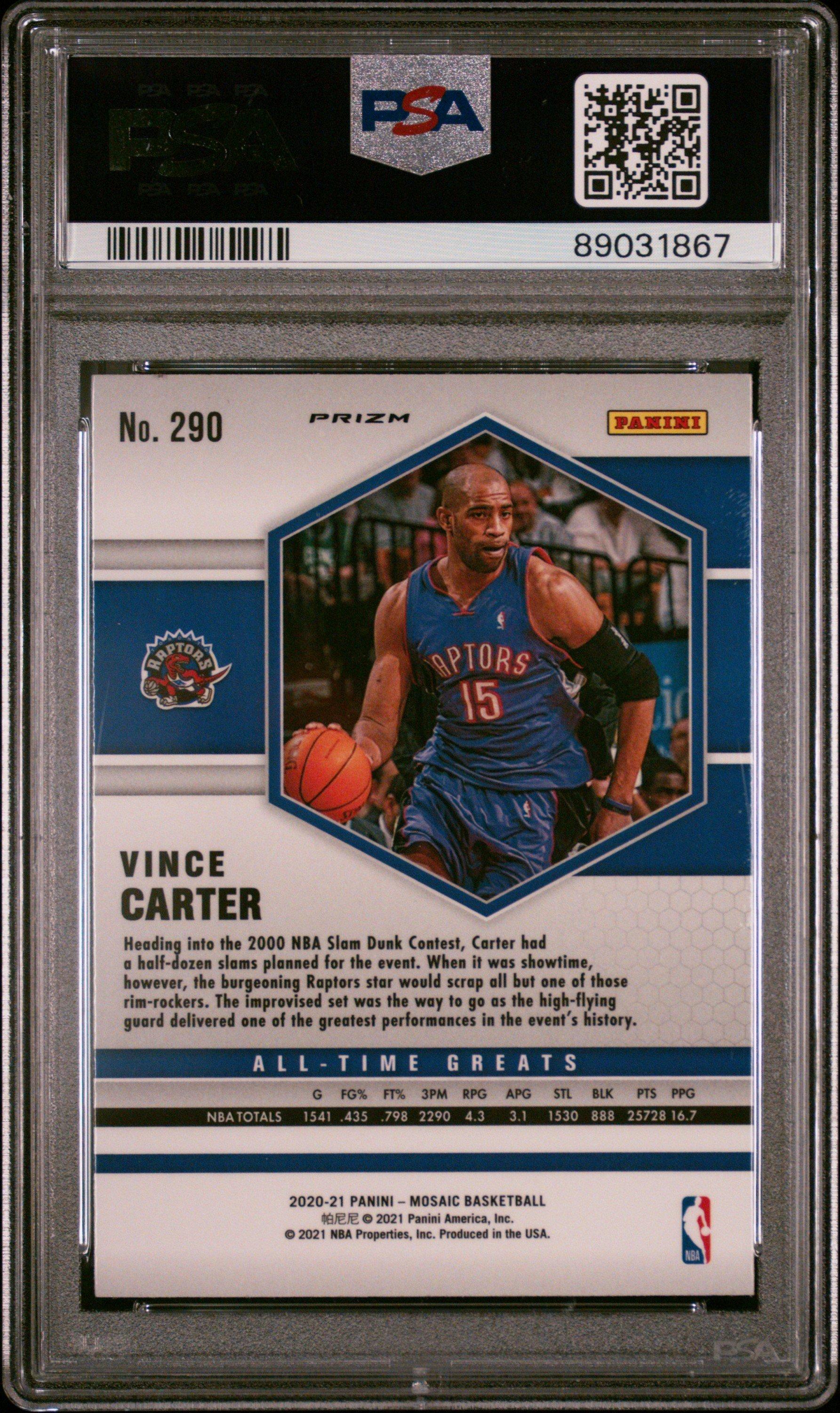 2020 Panini Mosaic 290 Vince Carter Genesis PSA 9 Graded Card