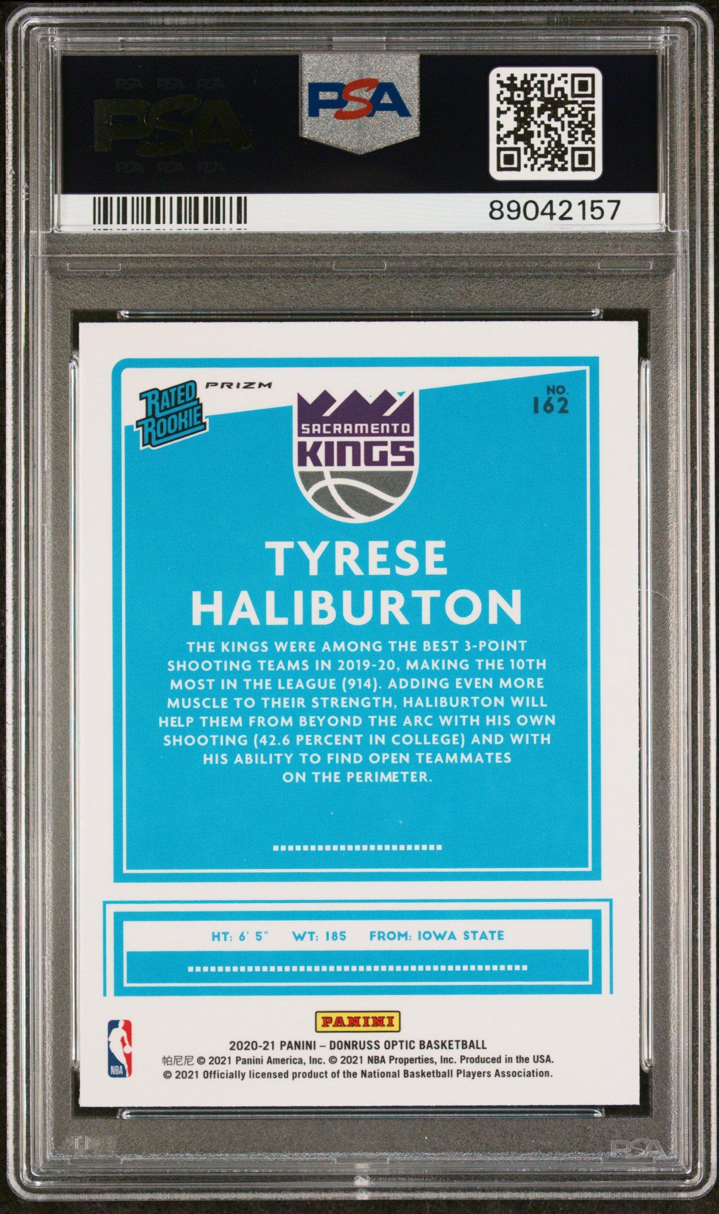 2020 Panini Donruss Optic 162 Tyrese Haliburton Blue Velocity PSA 10