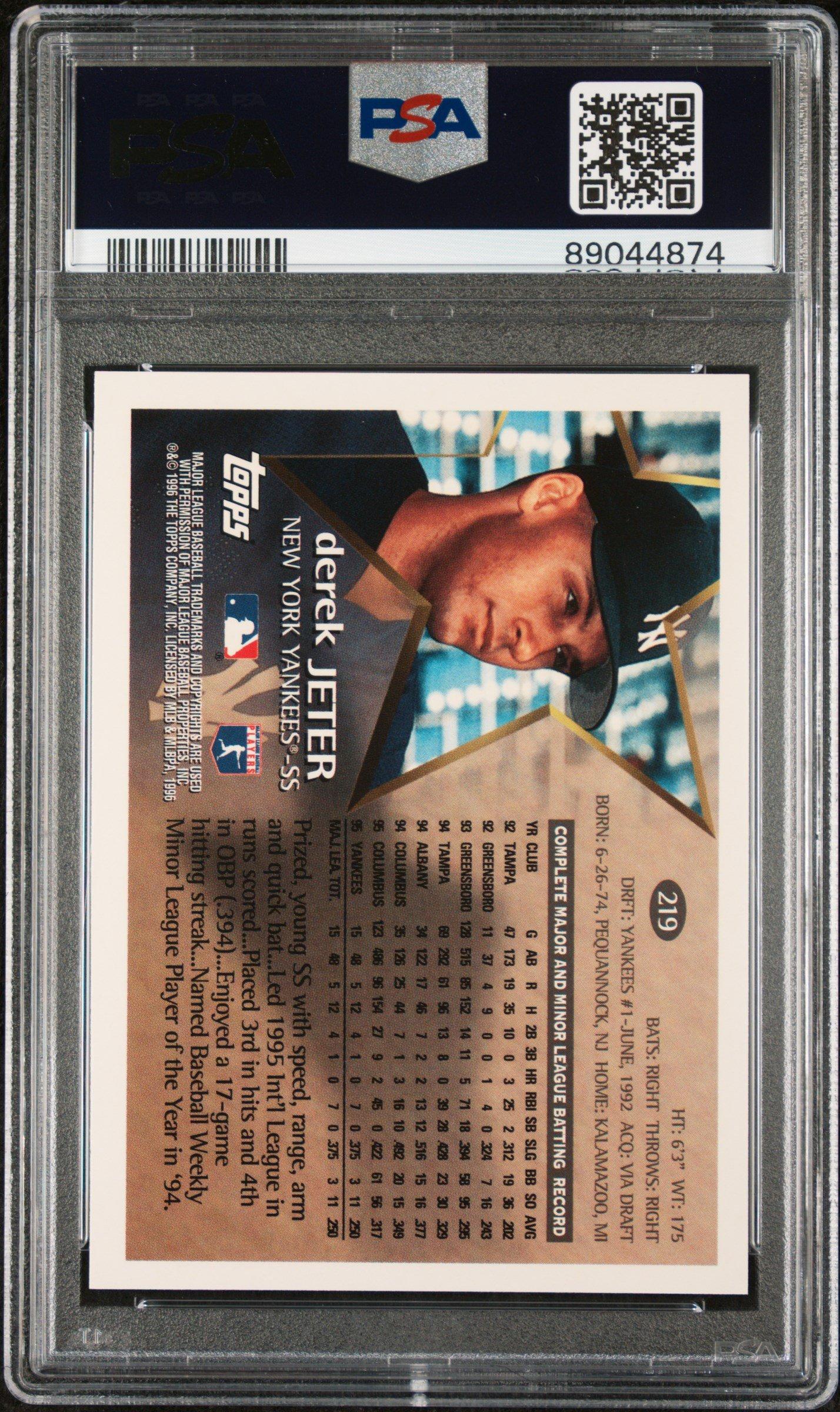 1996 Topps 219 Derek Jeter PSA 10