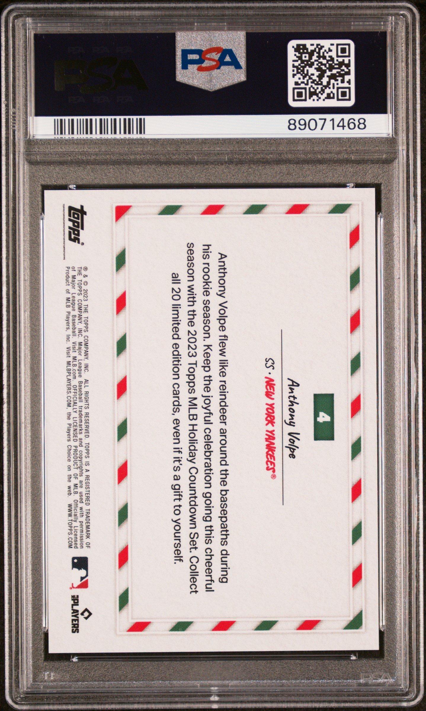 2023 Topps Holiday Countdown 4 Anthony Volpe PSA 10