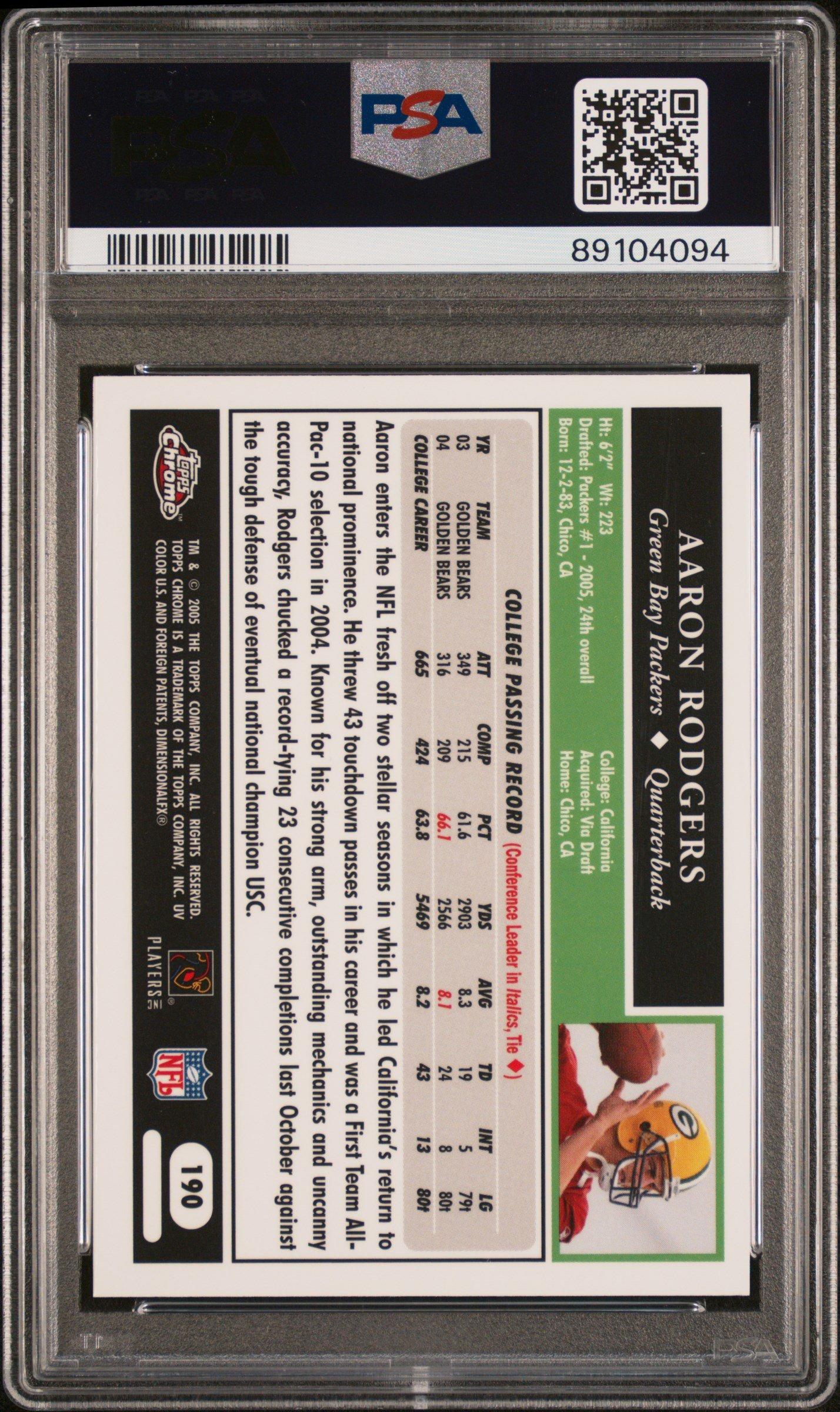 2005 Topps Chrome 190 Aaron Rodgers PSA 9