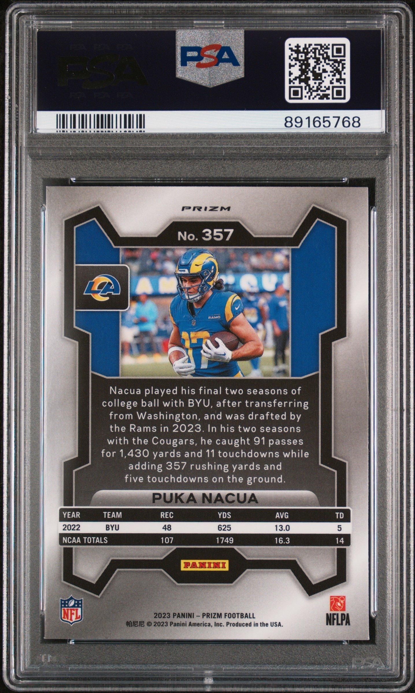 2023 Panini Prizm 357 Puka Nacua Green Wave PSA 10