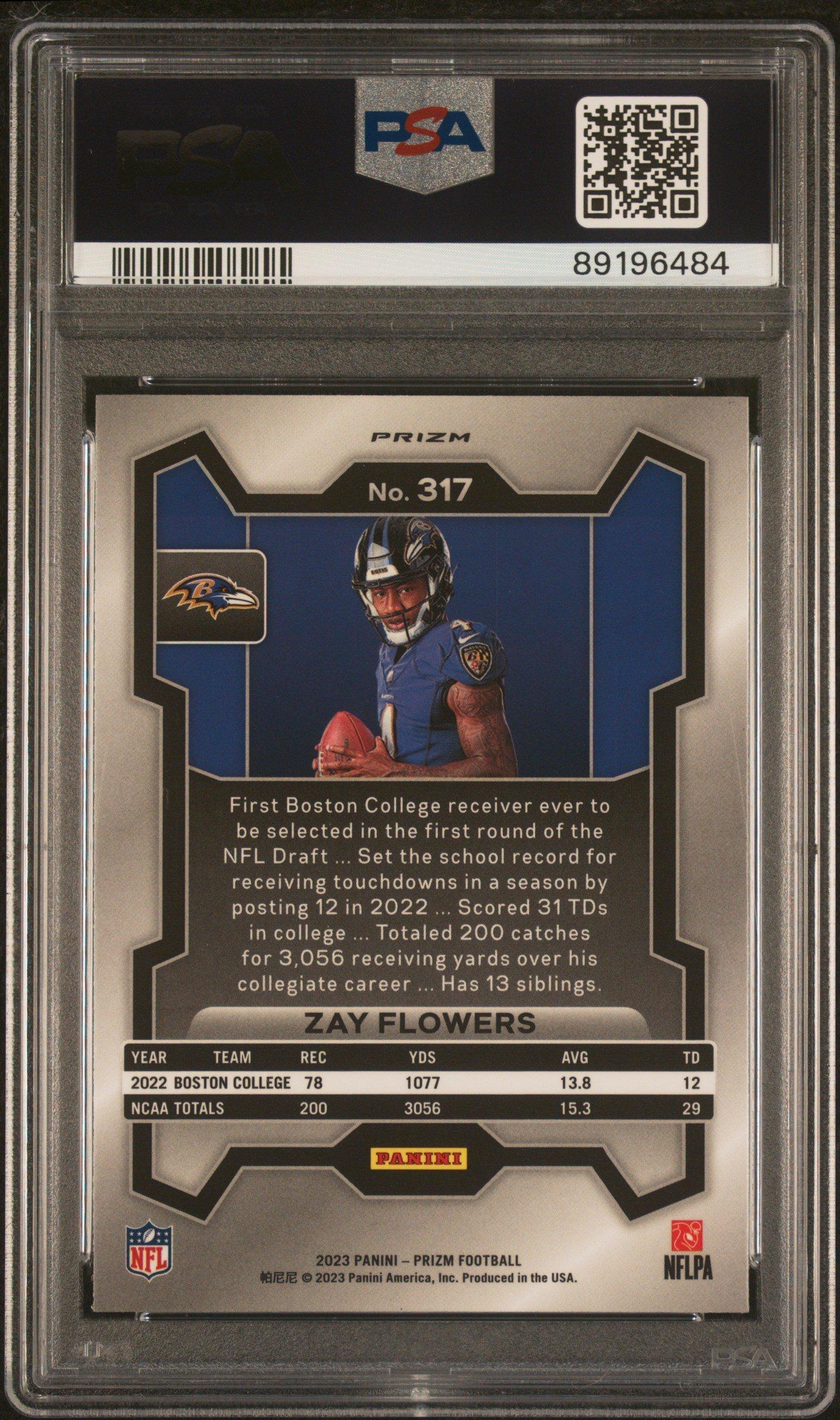 2023 Panini Prizm 317 Zay Flowers Variation-no Huddle PSA 10