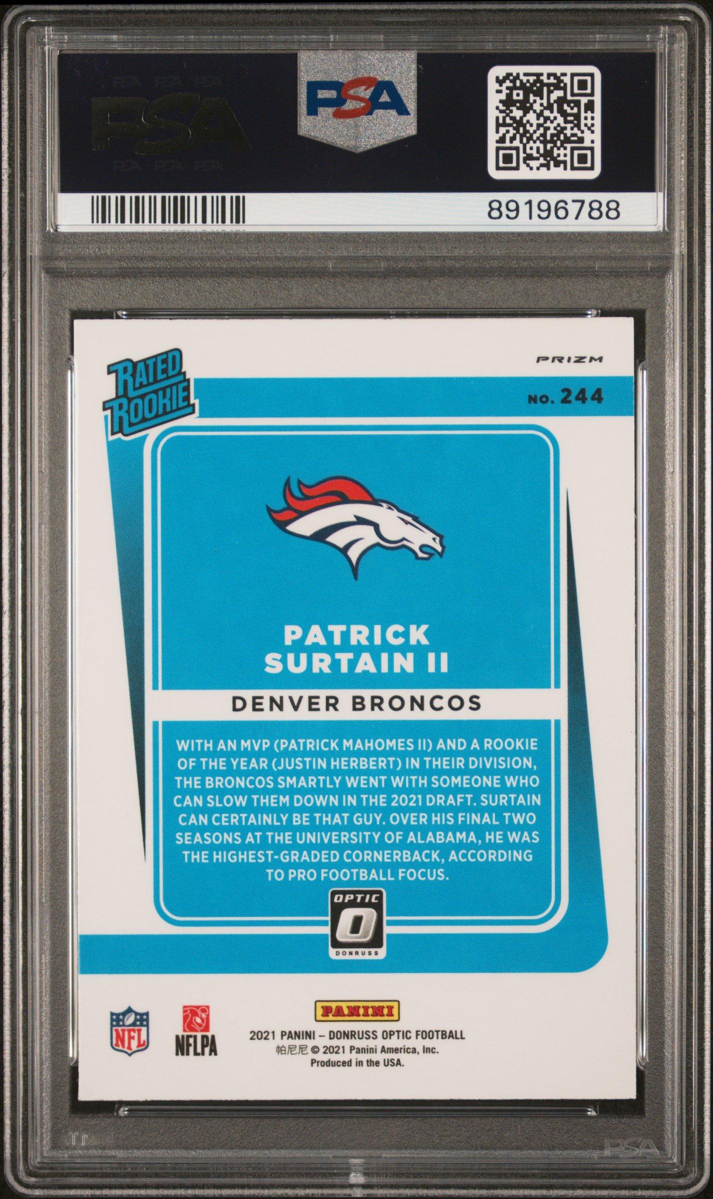 2021 Panini Donruss Optic 244 Patrick Surtain Ii Pink PSA 10
