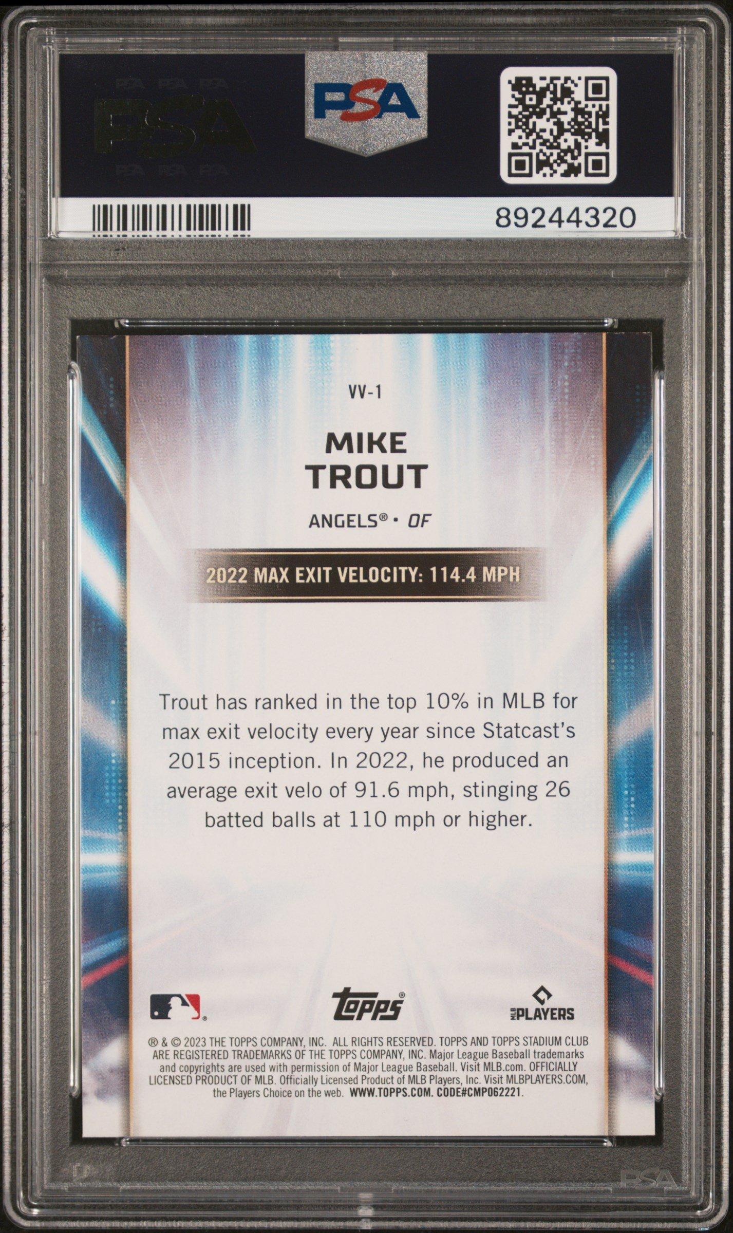 2023 Topps Stadium Club Virtuosos Of Velocity Vv1 Mike Trout PSA 9