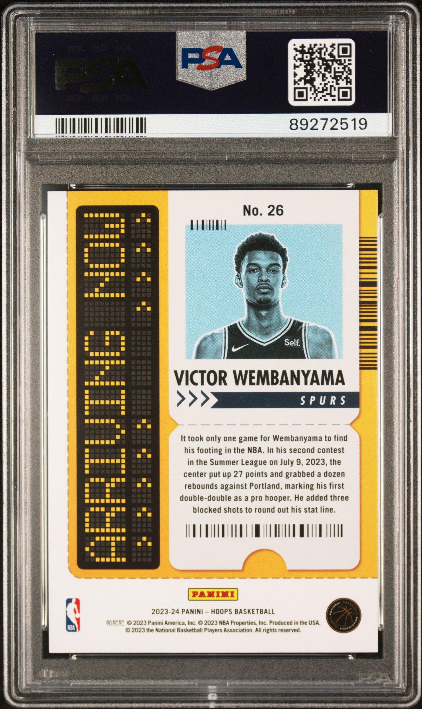 2023 Panini Nba Hoops Arriving Now 26 Victor Wembanyama Winter PSA 10