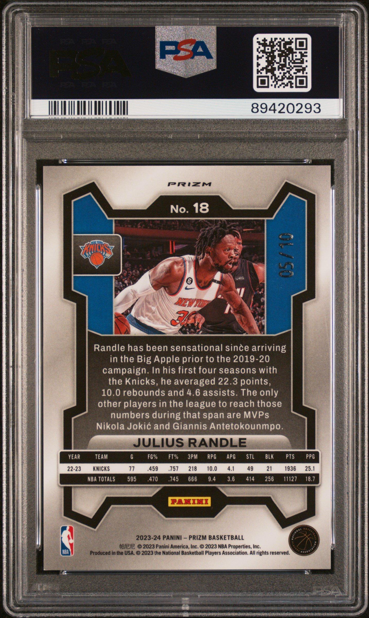 2023 Panini Prizm 18 Julius Randle Gold Shimmer Fotl PSA 9