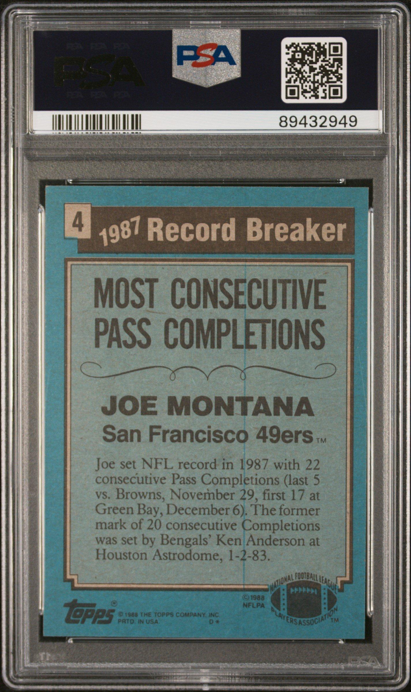 1988 Topps 4 Joe Montana PSA 9