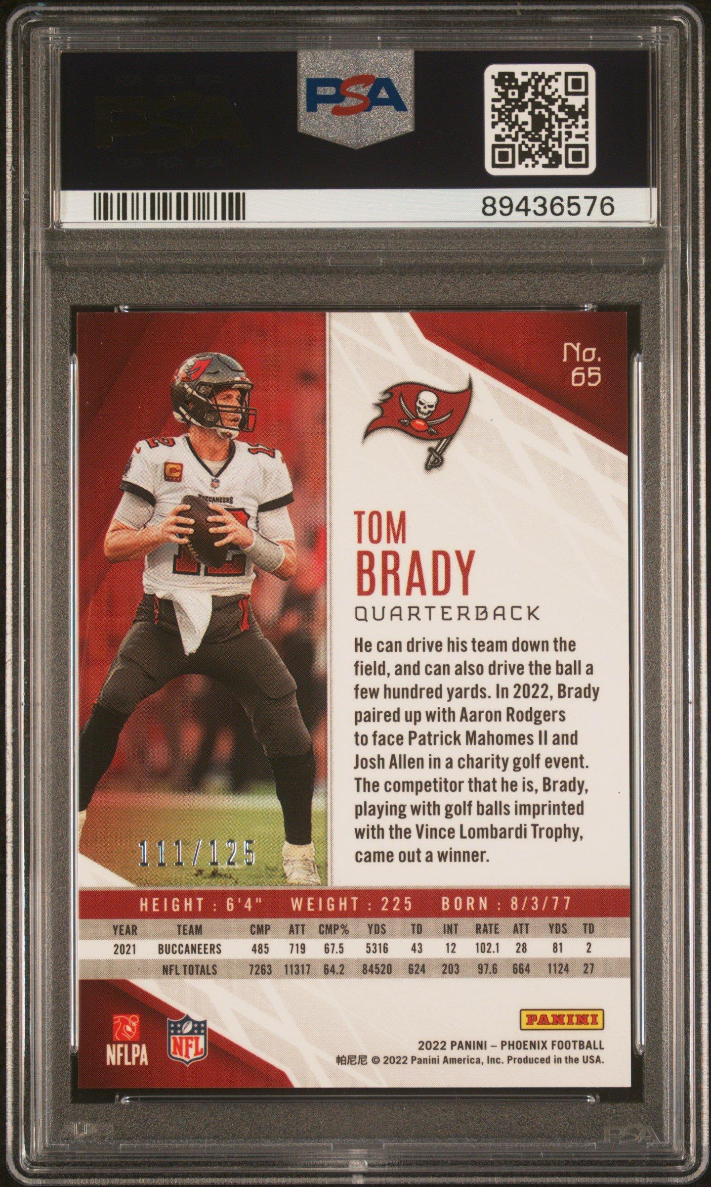 2022 Panini Phoenix 65 Tom Brady Red Lazer PSA 10