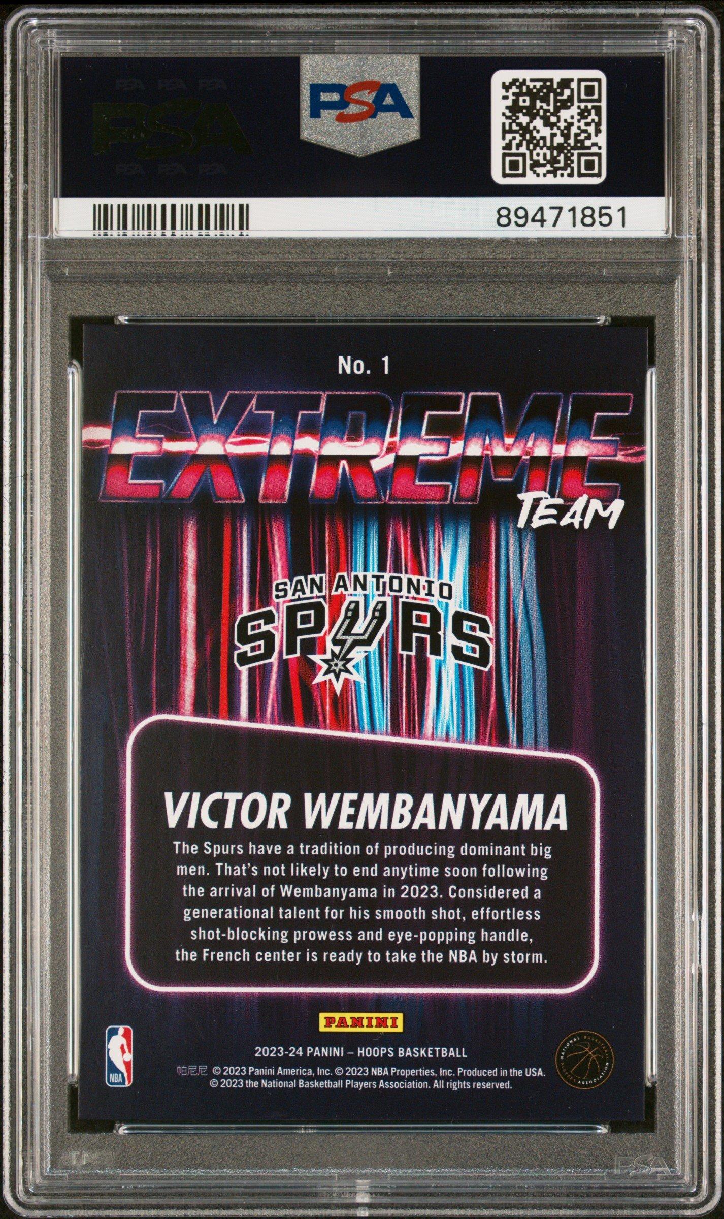2023 Panini Nba Hoops Extreme Team 1 Victor Wembanyama PSA 10