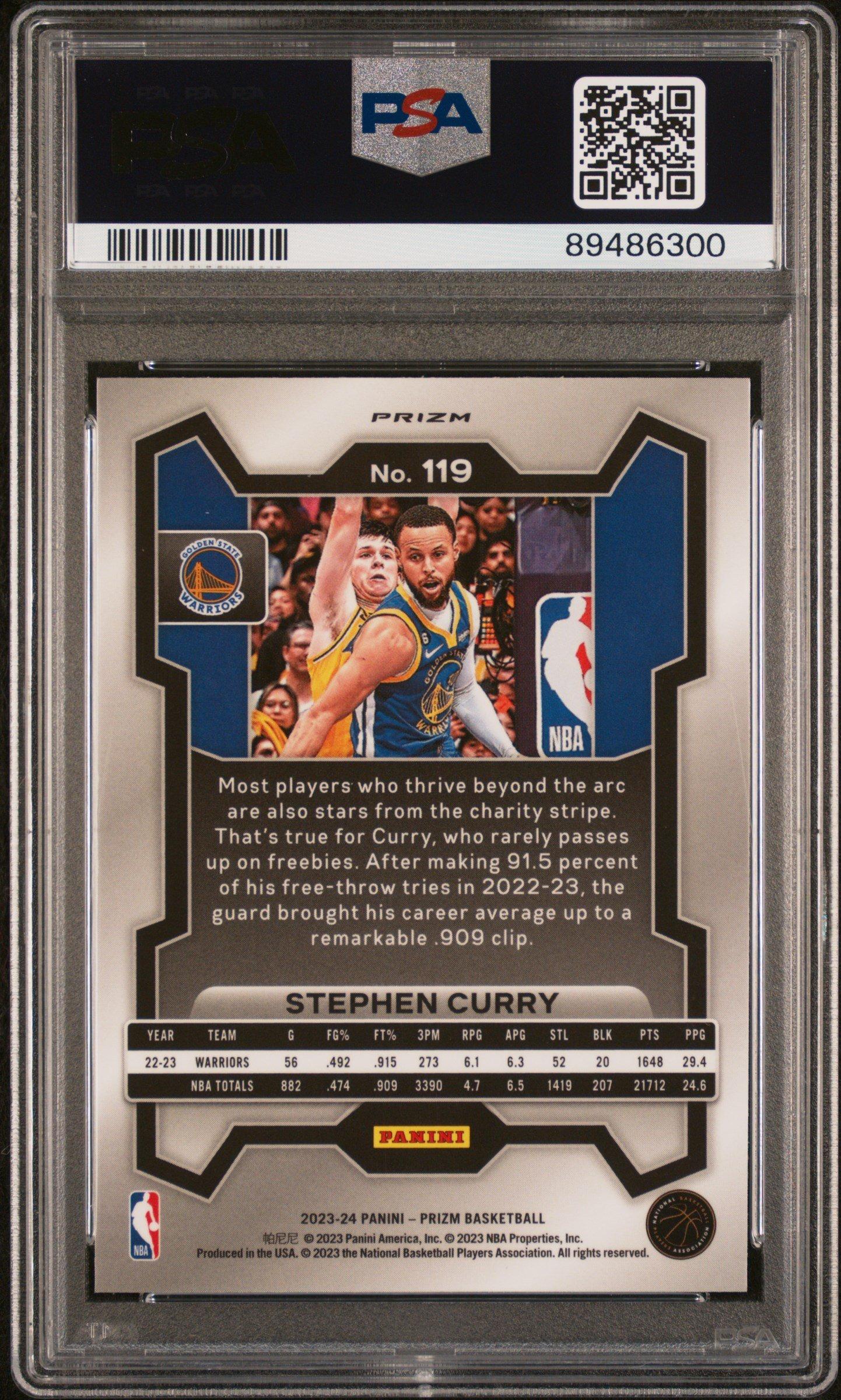 2023 Panini Prizm 119 Stephen Curry Ice PSA 10