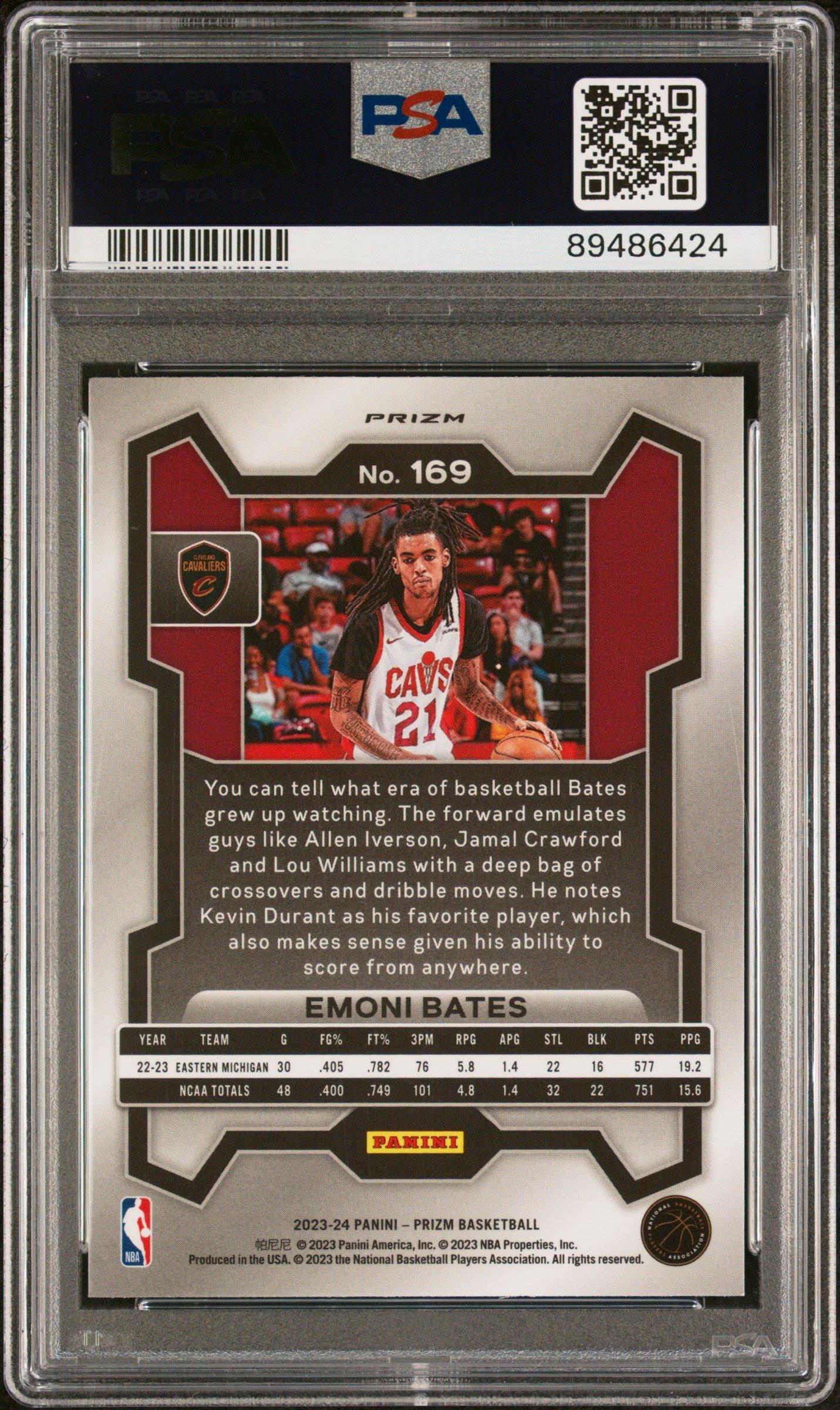 2023 Panini Prizm 169 Emoni Bates Ice PSA 10