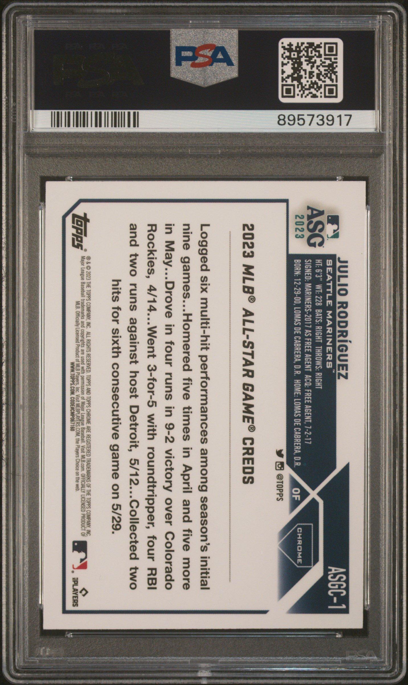 2023 Topps Chrome Update 2023 All-star Game 1 Julio Rodriguez PSA 9