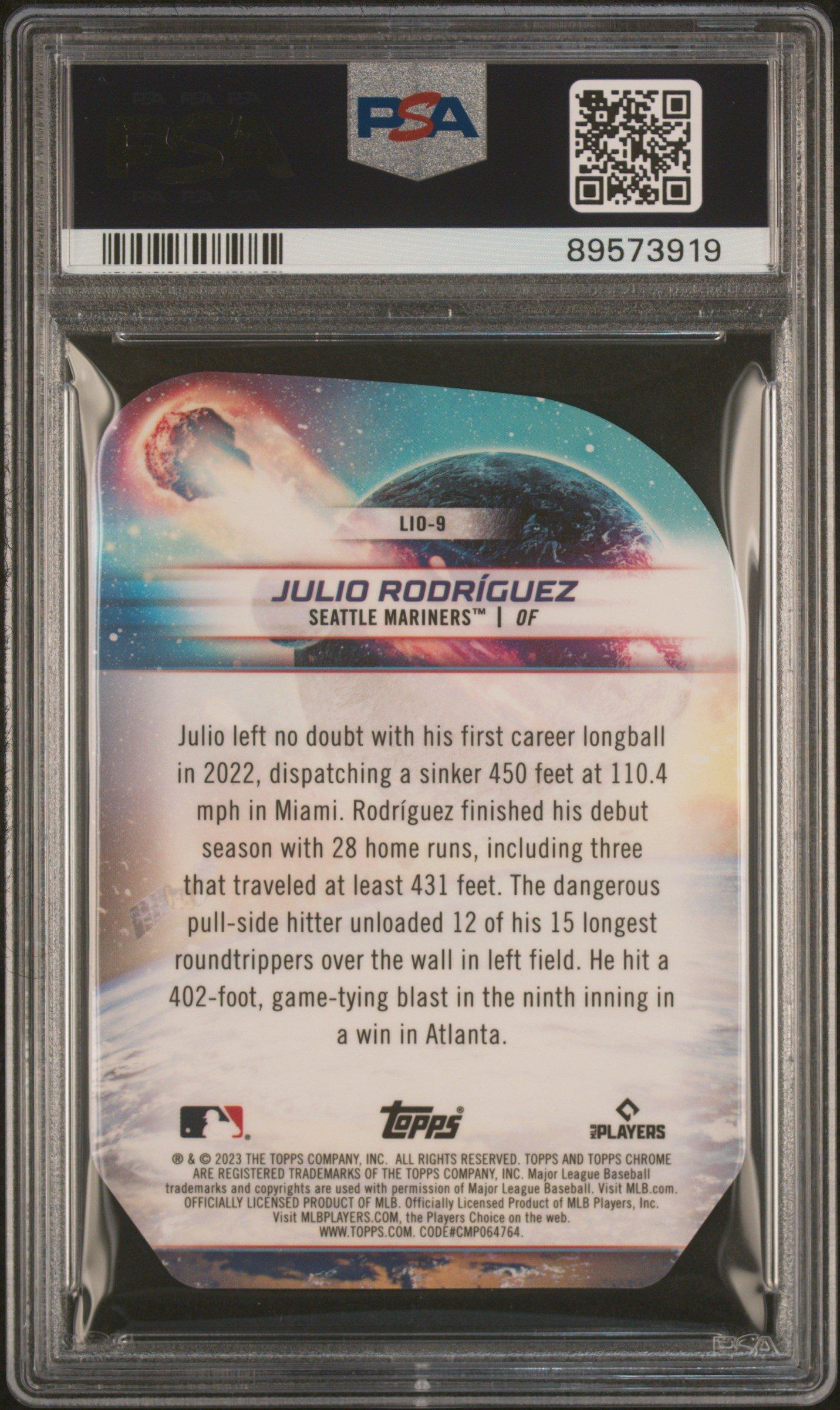 2023 Topps Cosmic Chrome Launched Into Orbit 9 Julio Rodriguez PSA 10