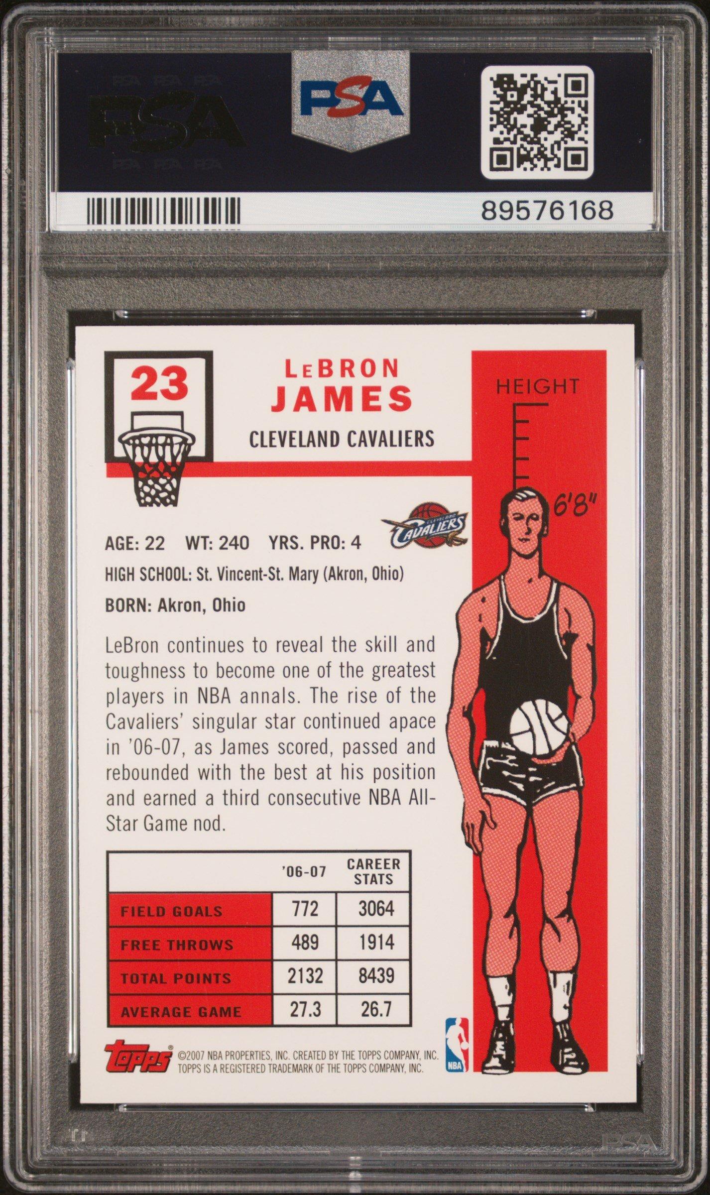 2007 Topps 23 Lebron James 1957-58 Variation PSA 10 Graded Card