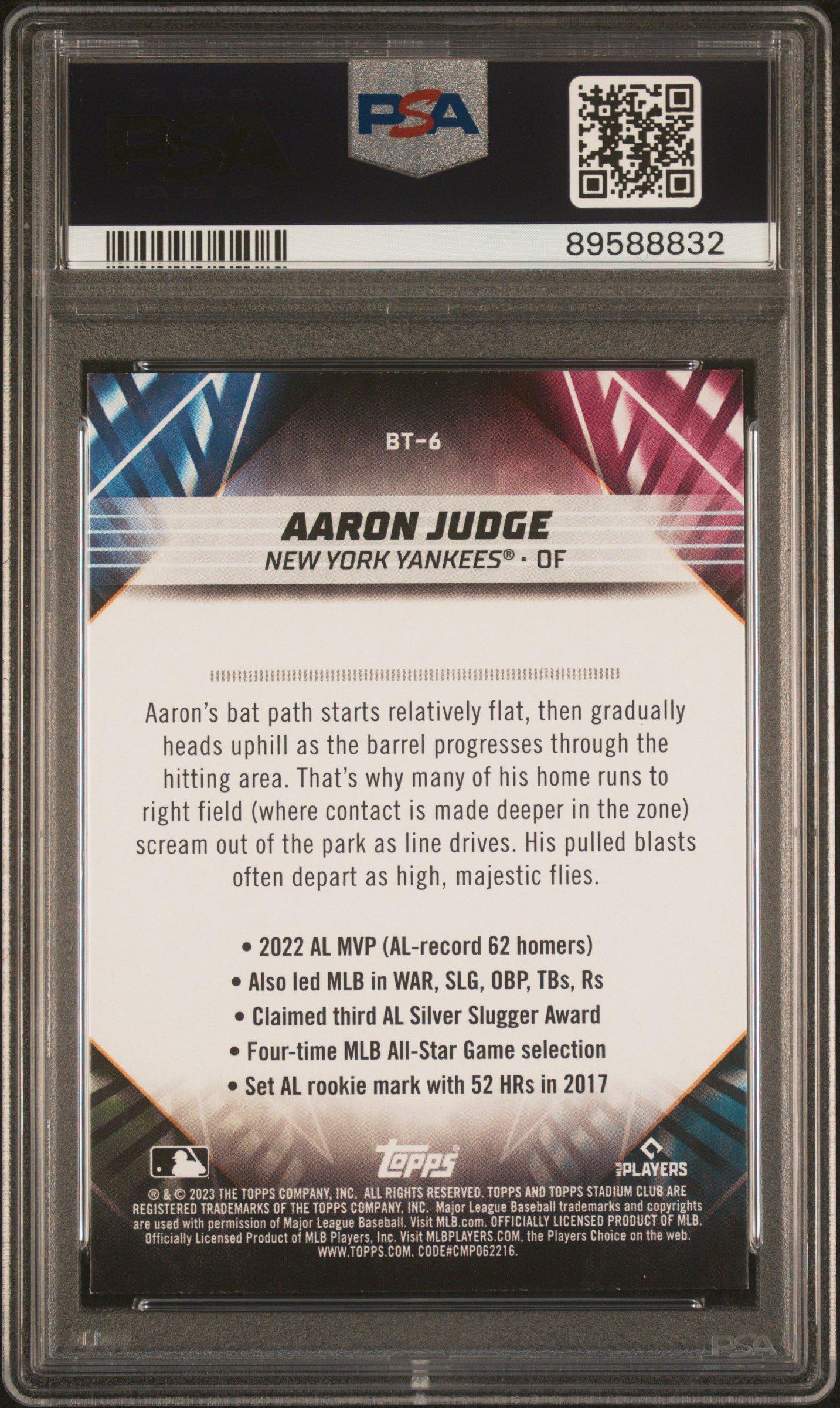 2023 Topps Stadium Club Beam Team Bt6 Aaron Judge PSA 9