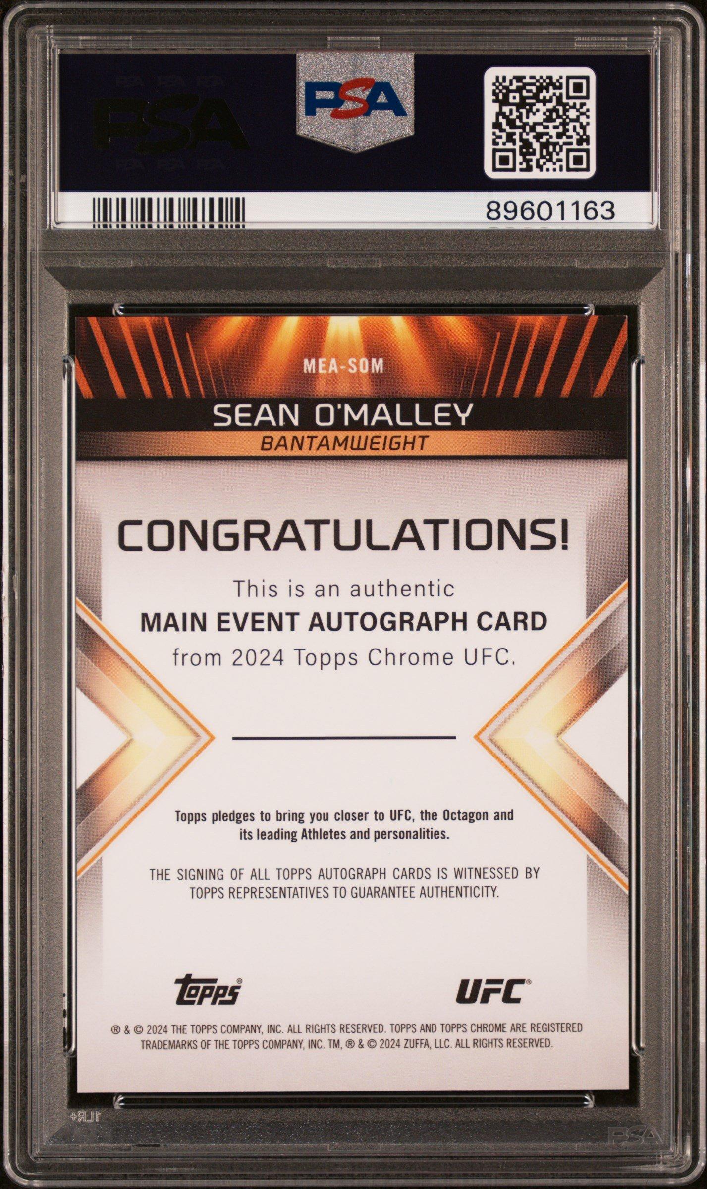 2024 Topps Chrome Ufc Main Event Autographs Measom Sean O'malley PSA 9
