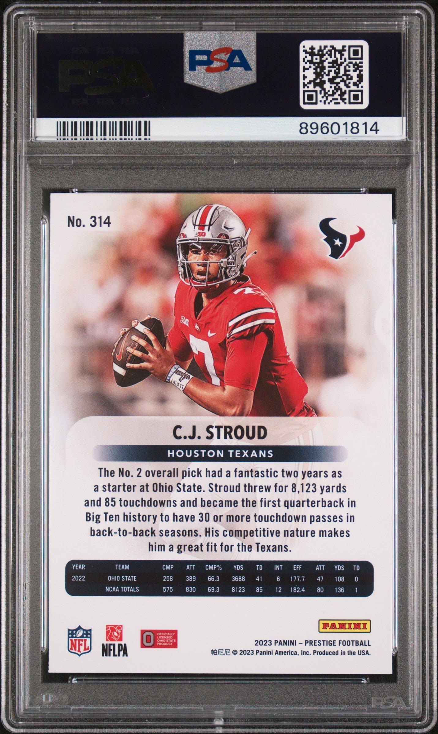 cj stroud graded card CJ Stroud 2023 Panini Phoenix Contours 1st Graded 10 NFL Rookie Card C.J.  Texans