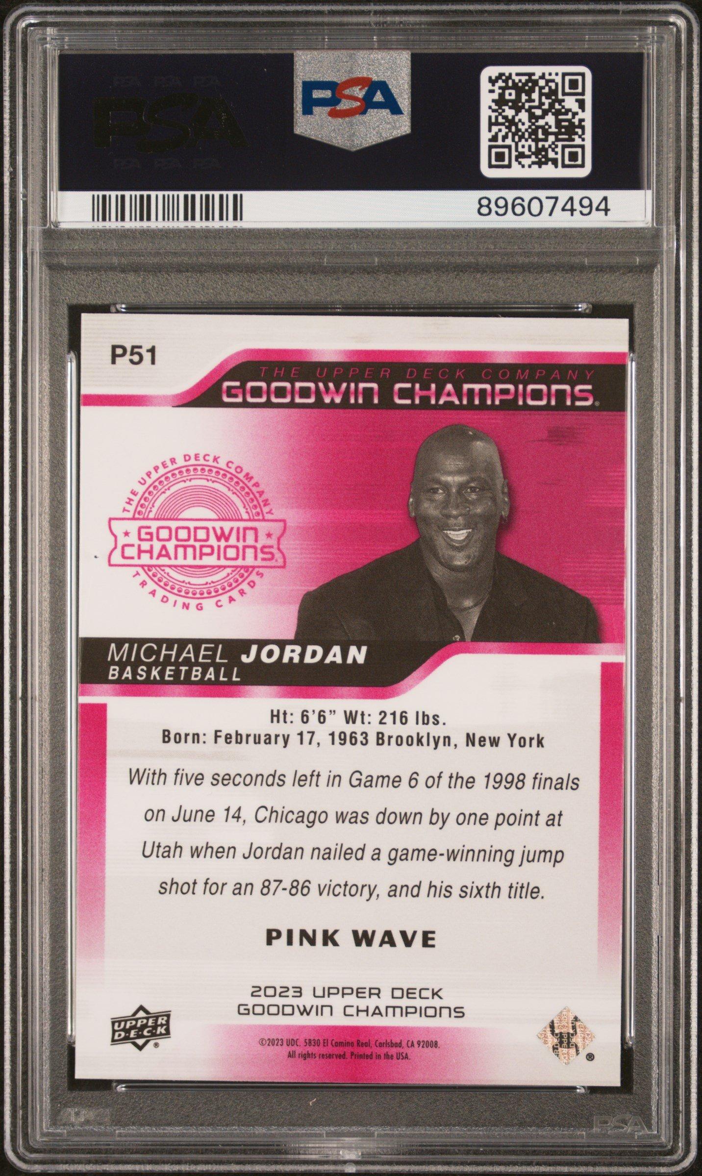 2023 Upper Deck Goodwin Champions Platinum 51 Michael Jordan Pink Wave PSA 10