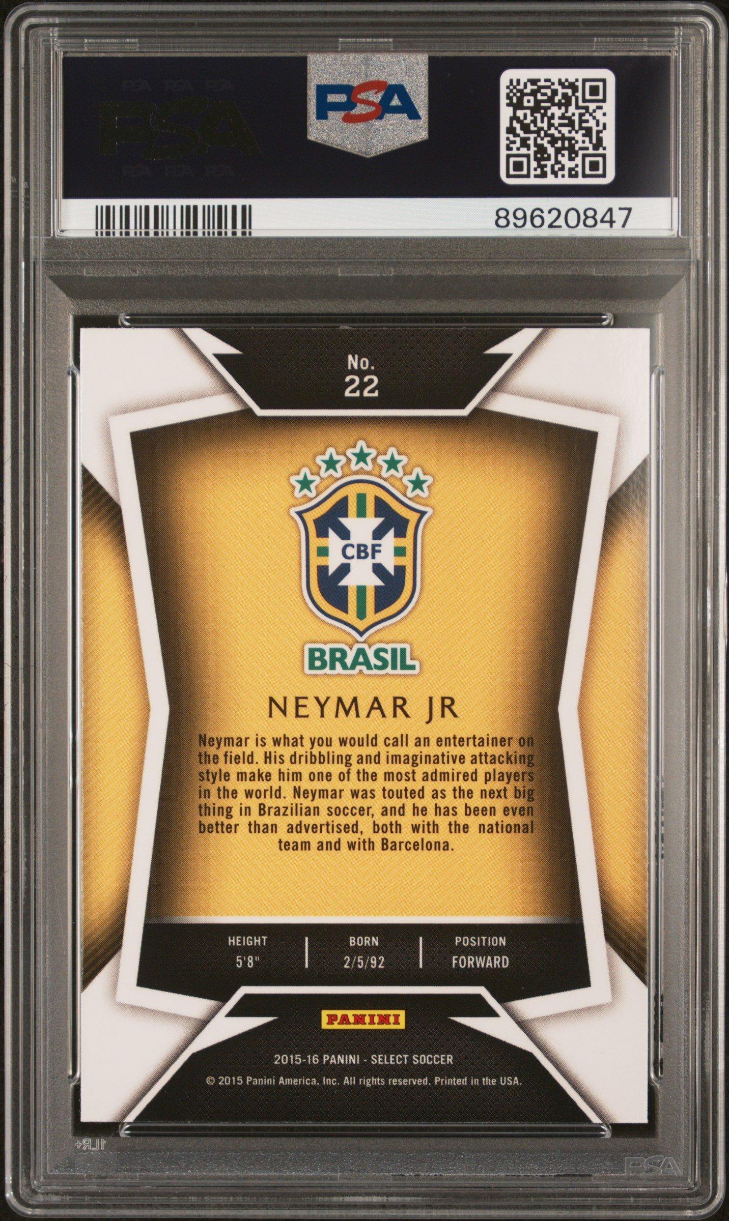 2015 Panini Select 22 Neymar Jr. Yellow Jersey PSA 10