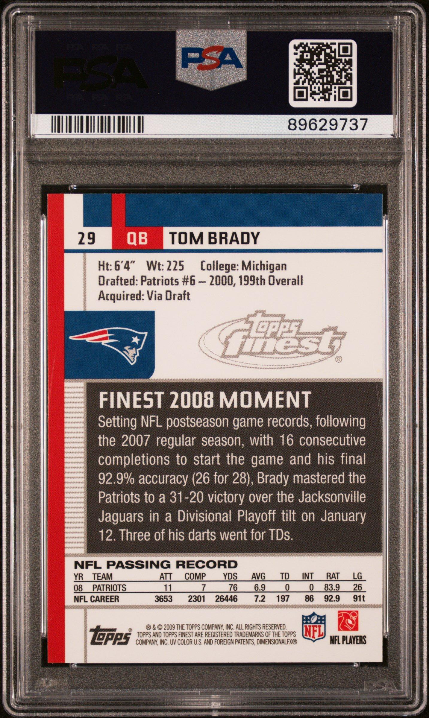 2009 Finest 29 Tom Brady PSA 10