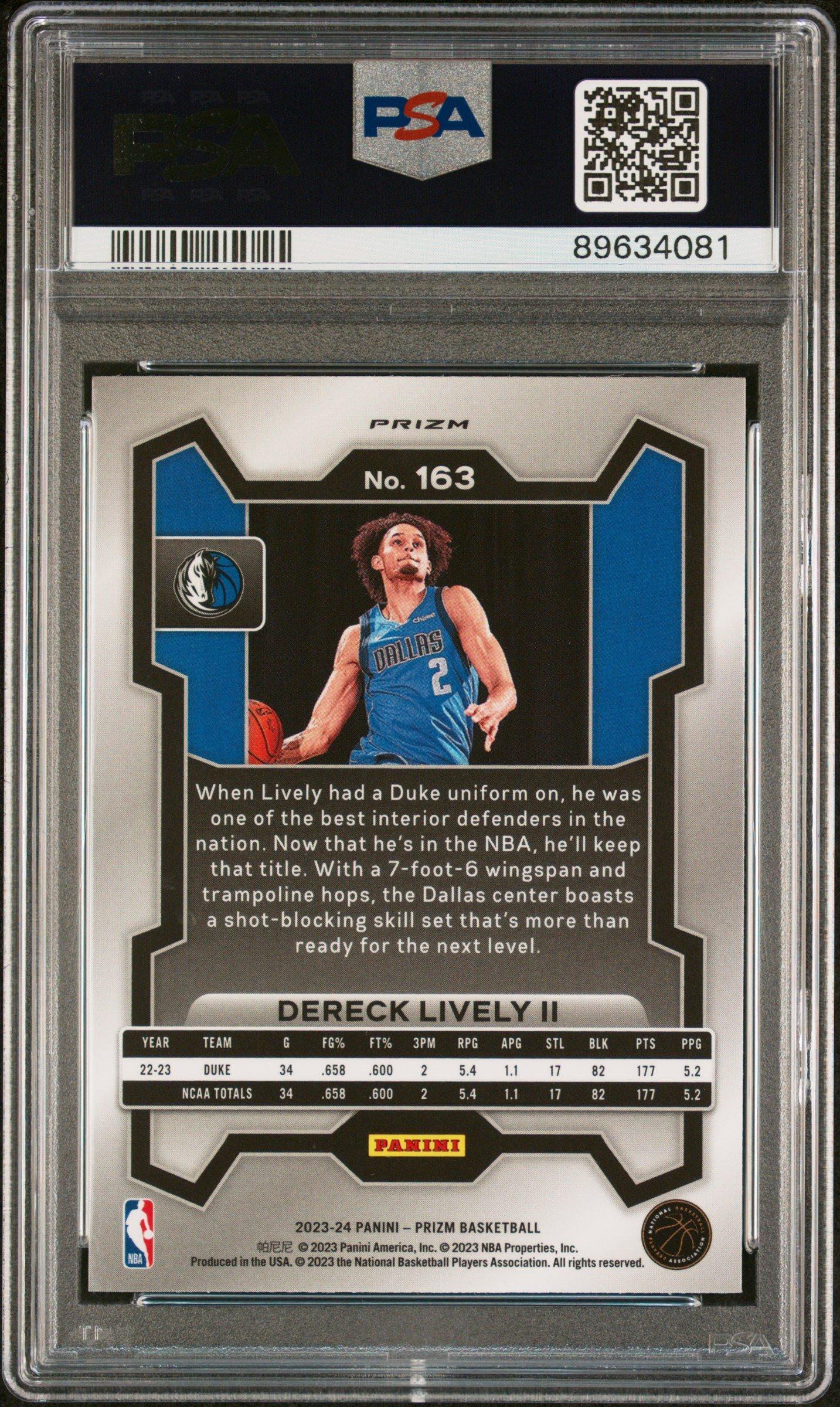 2023 Panini Prizm 163 Dereck Lively Ii Ice PSA 10