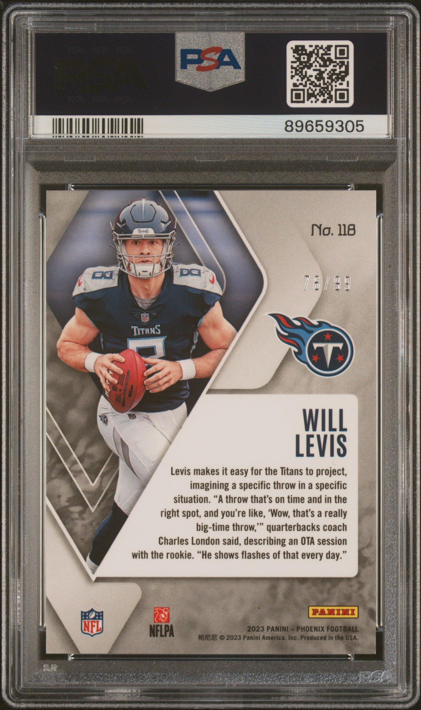 2023 Panini Phoenix 118 Will Levis Orange PSA 10