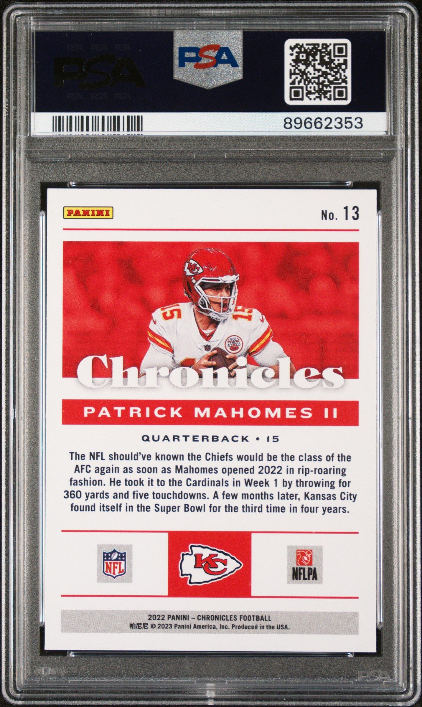 2022 Panini Chronicles 13 Patrick Mahomes Ii PSA 10