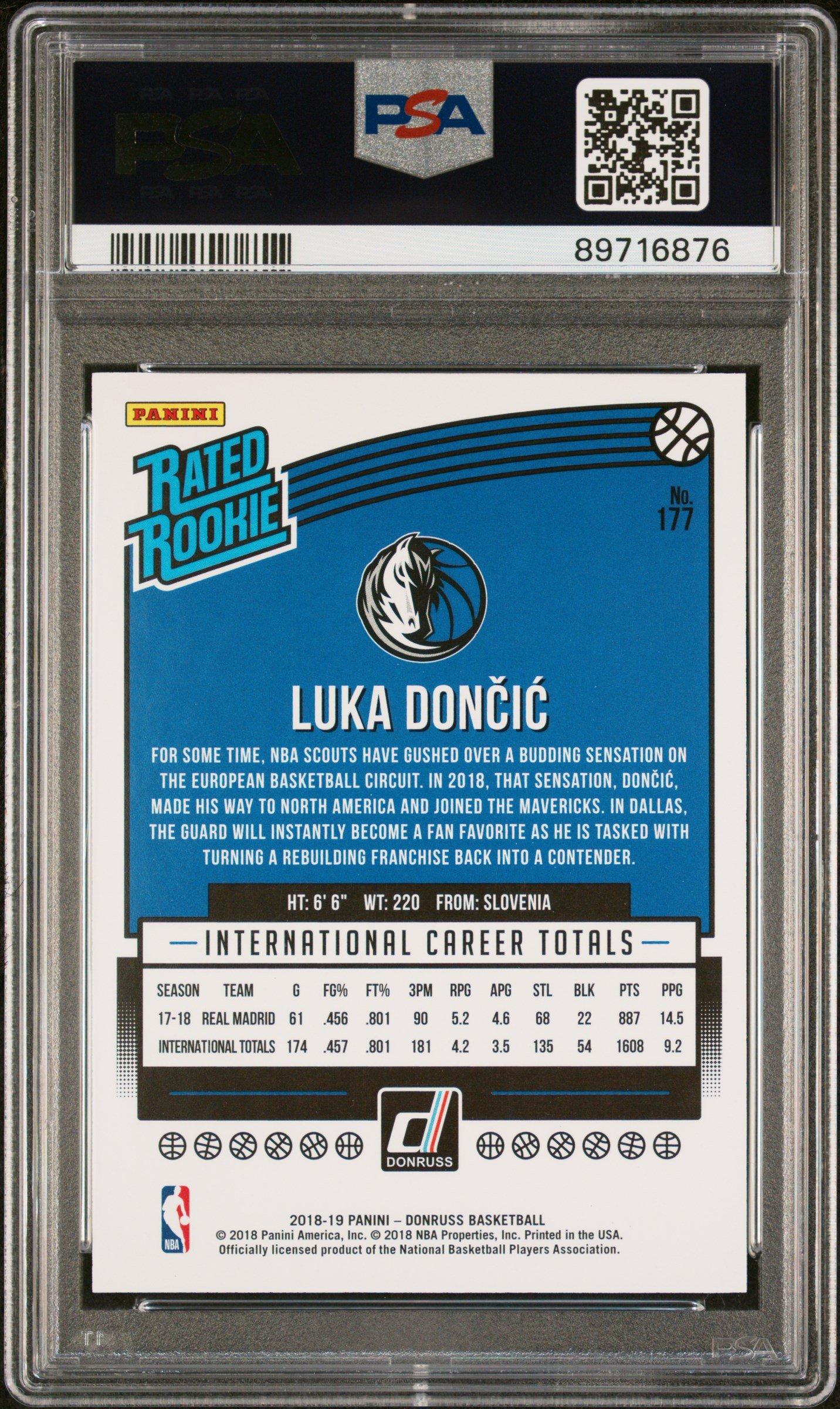 2018 Panini Donruss 177 Luka Doncic Press Proof Silver PSA 9