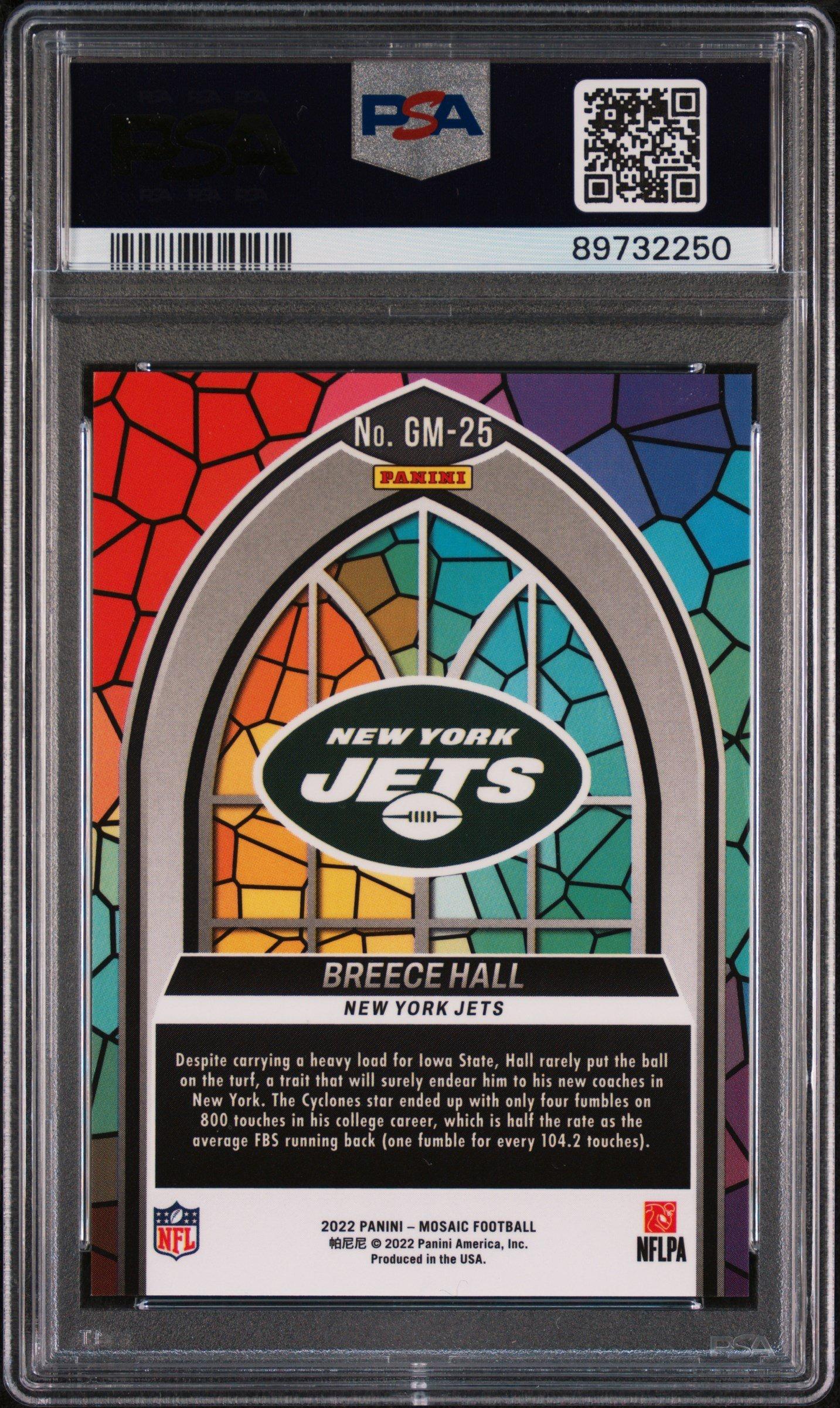 2022 Panini Mosaic Glass Mosaic Gm25 Breece Hall PSA 10