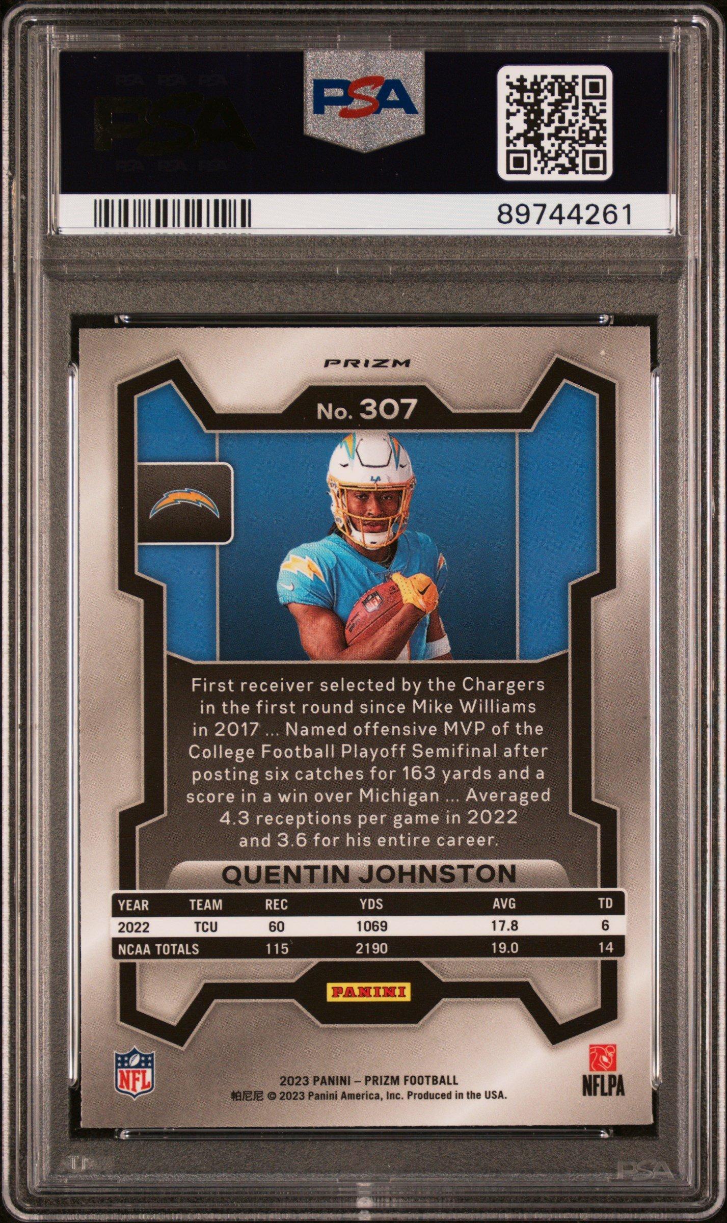 2023 Panini Prizm 307 Quentin Johnston Variation PSA 10