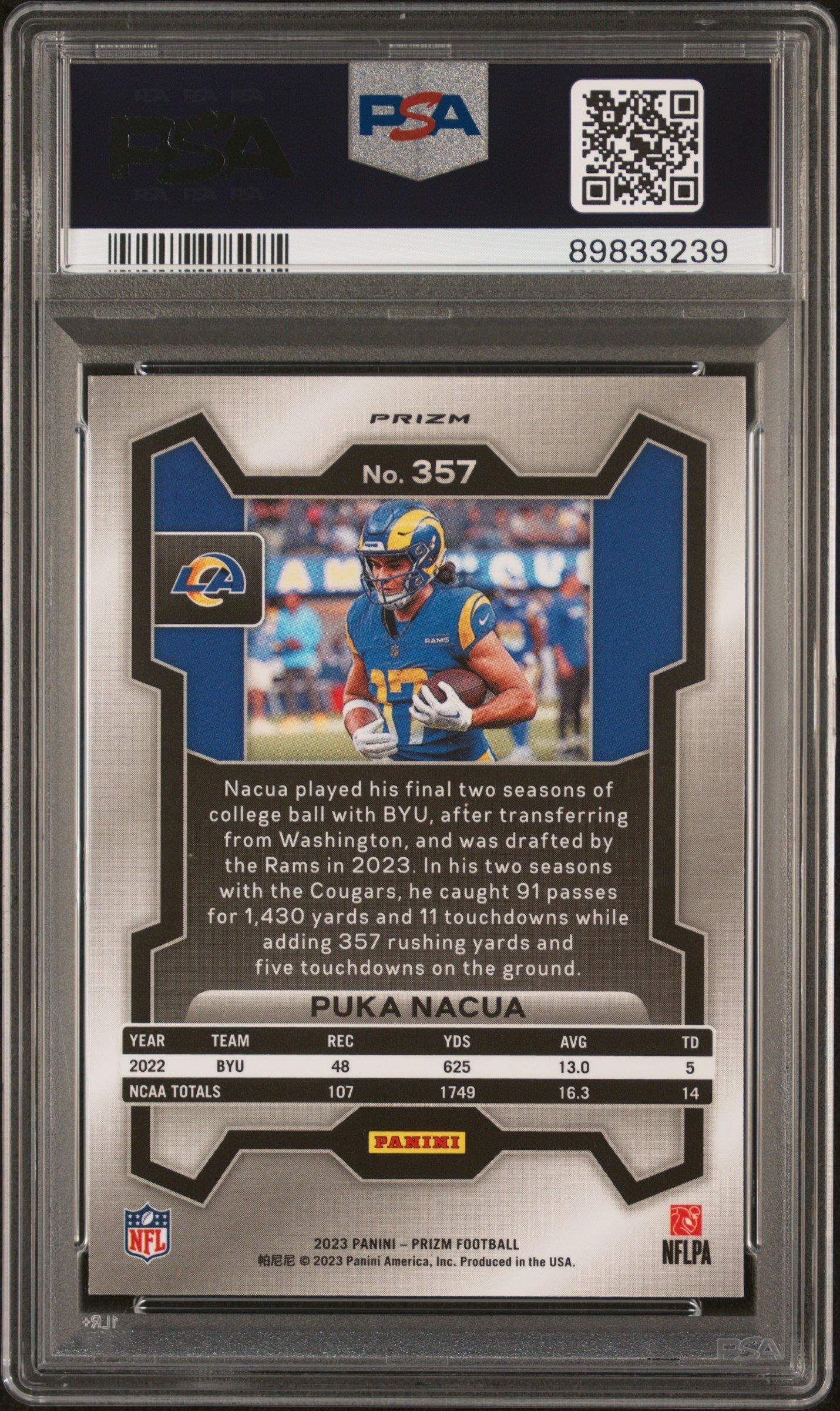 2023 Panini Prizm 357 Puka Nacua Black & White Checker PSA 10