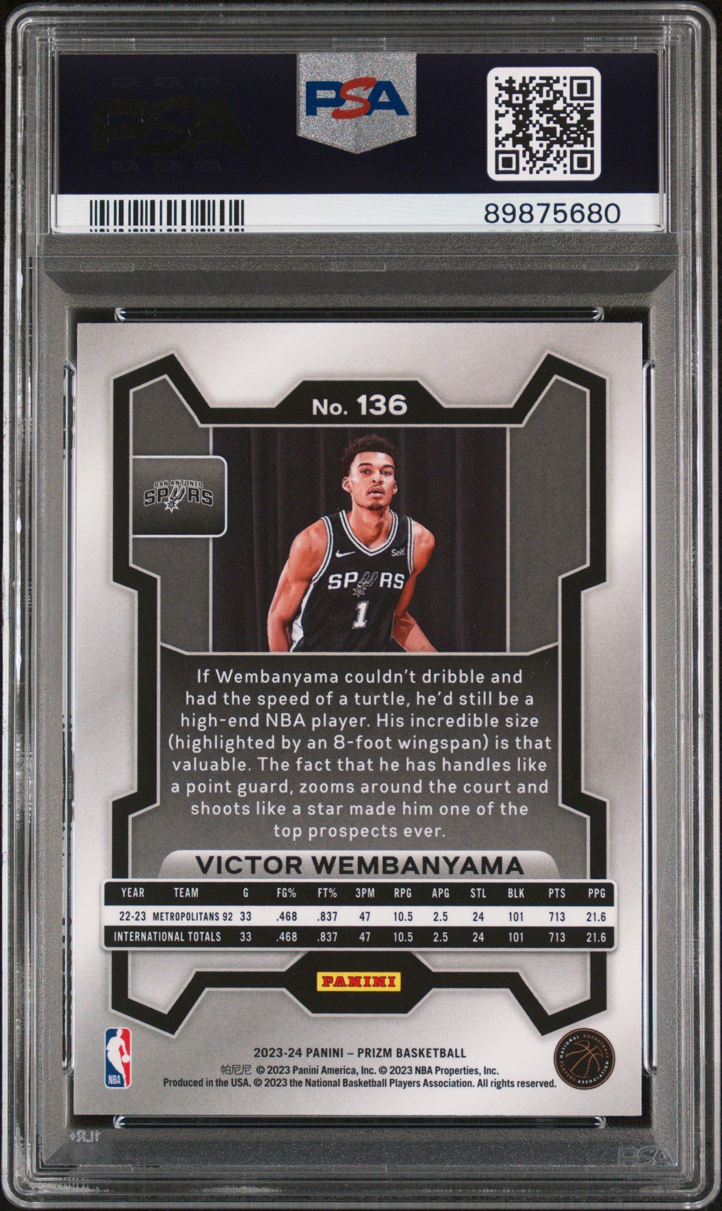 2023 Panini Prizm 136 Victor Wembanyama PSA 9 Graded Card | GameStop
