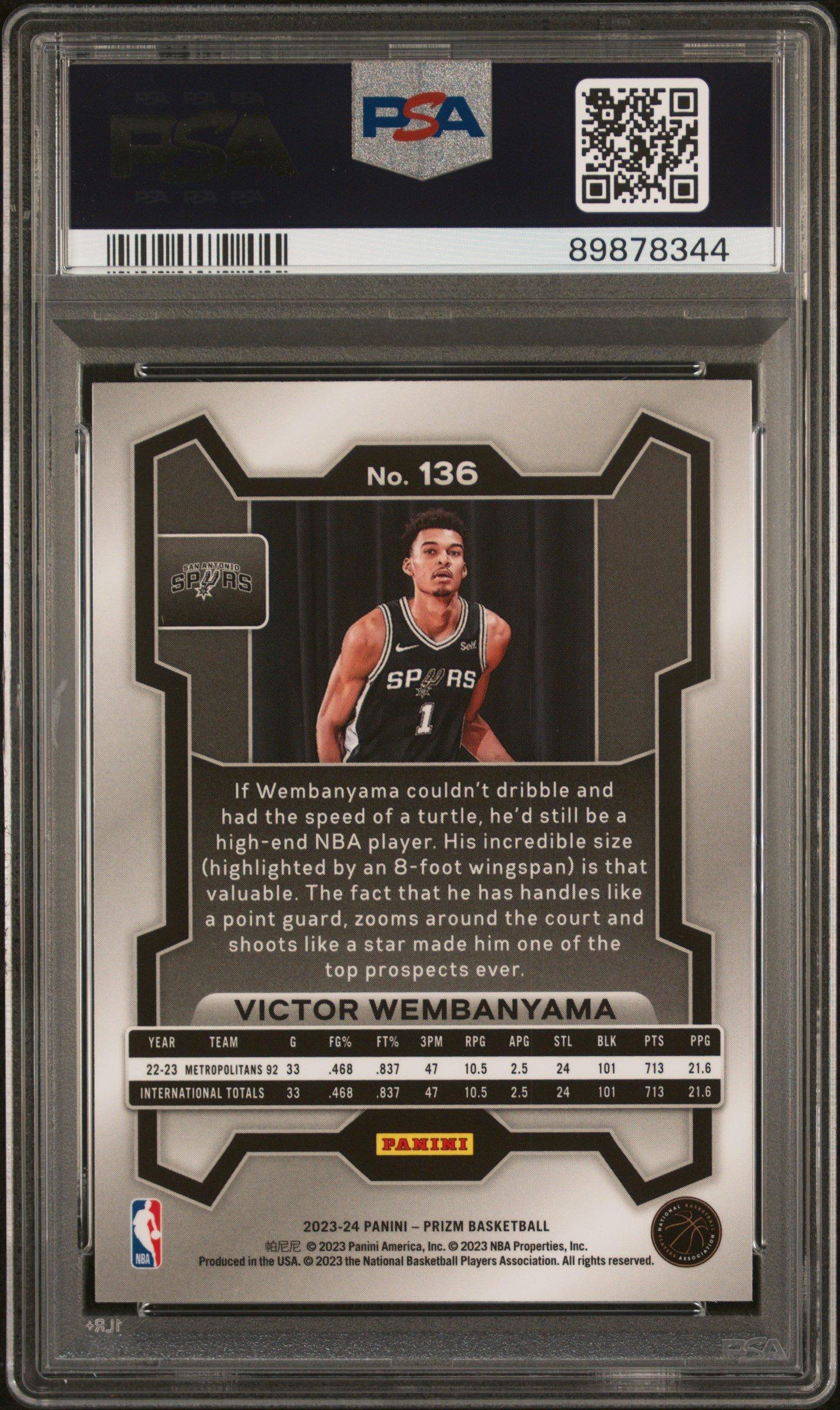 2023 Panini Prizm 136 Victor Wembanyama PSA 10 Graded Card | GameStop