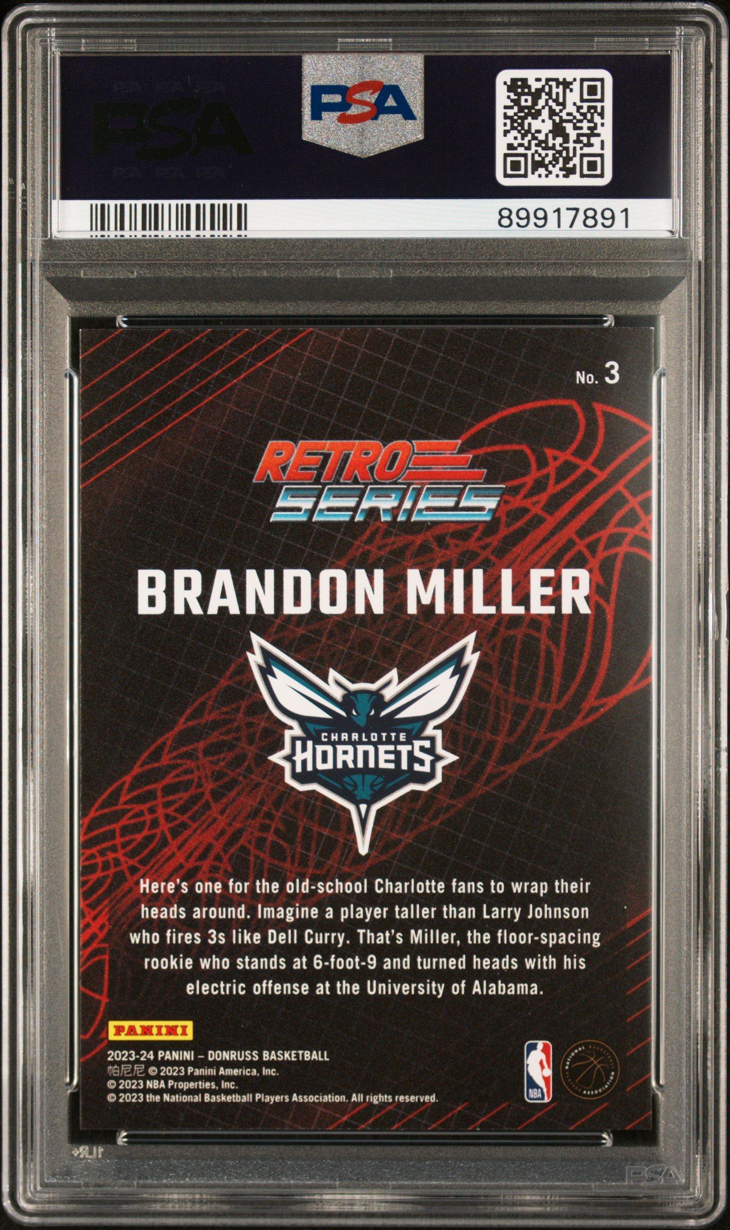2023 Panini Donruss Retro Series 3 Brandon Miller PSA 8