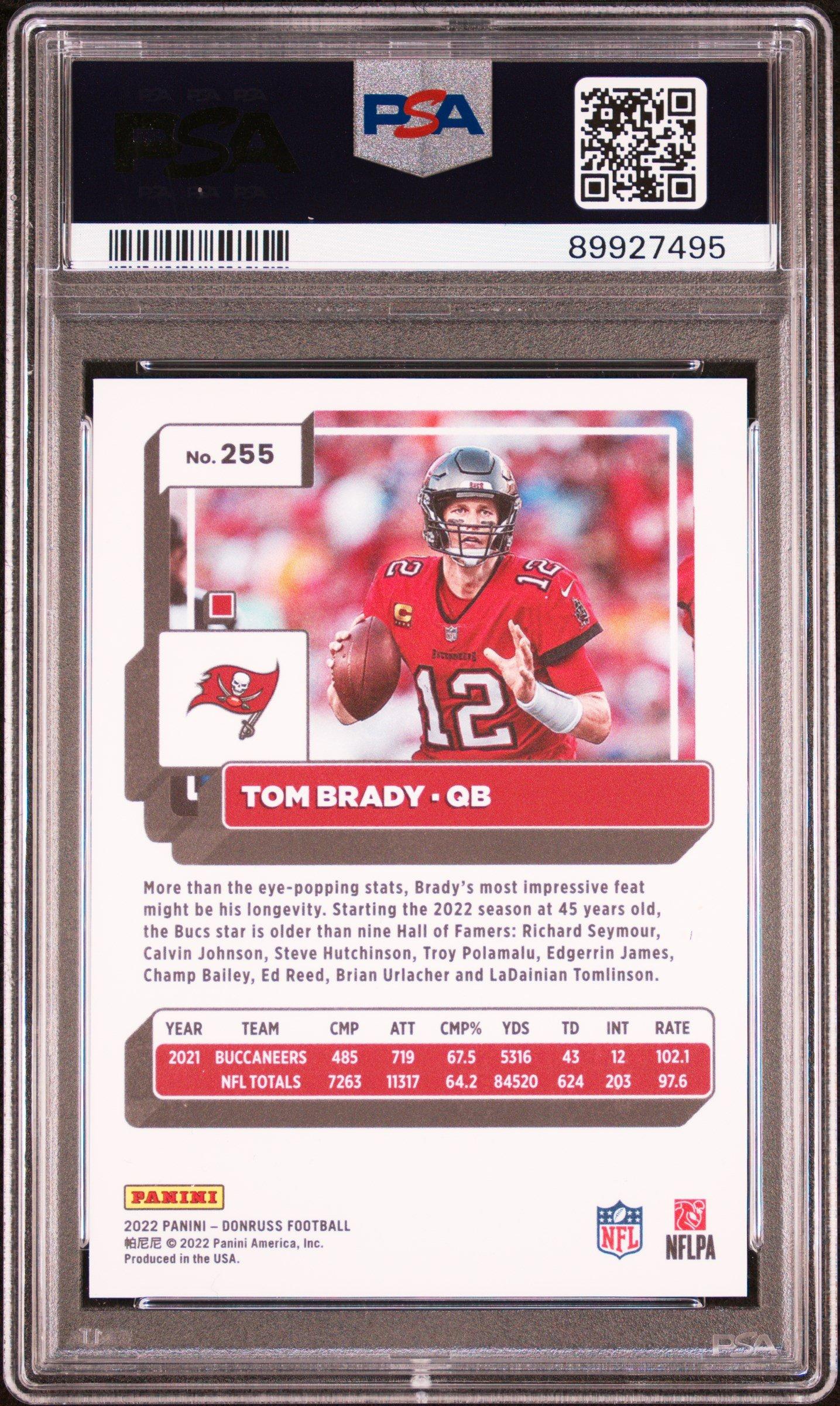 2022 Panini Donruss 255 Tom Brady Press Proof Premium PSA 9